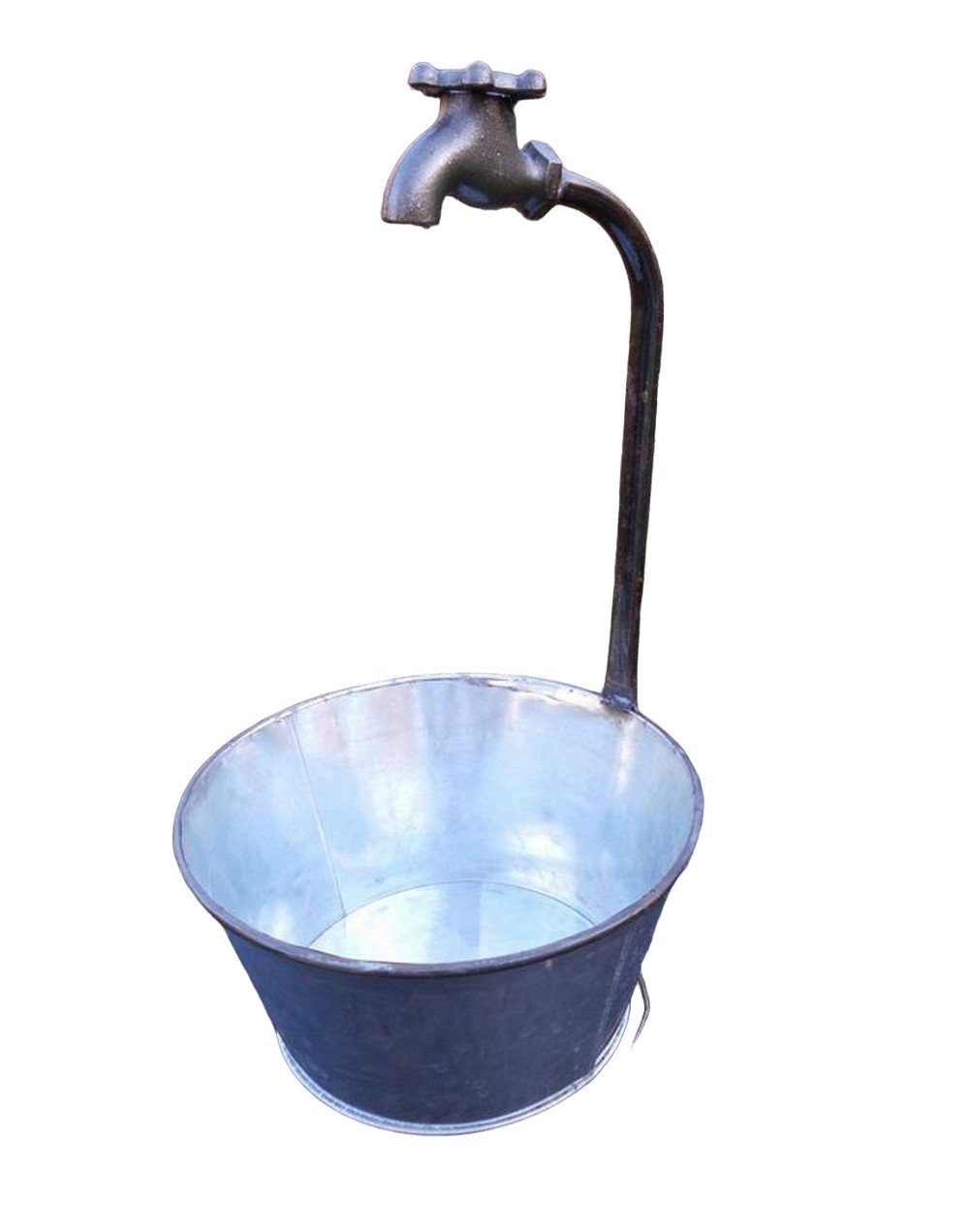 Pflanzschale Pflanztopf mit Deko-Wasserhahn Zinkbottich Blumentopf Pflanzschale