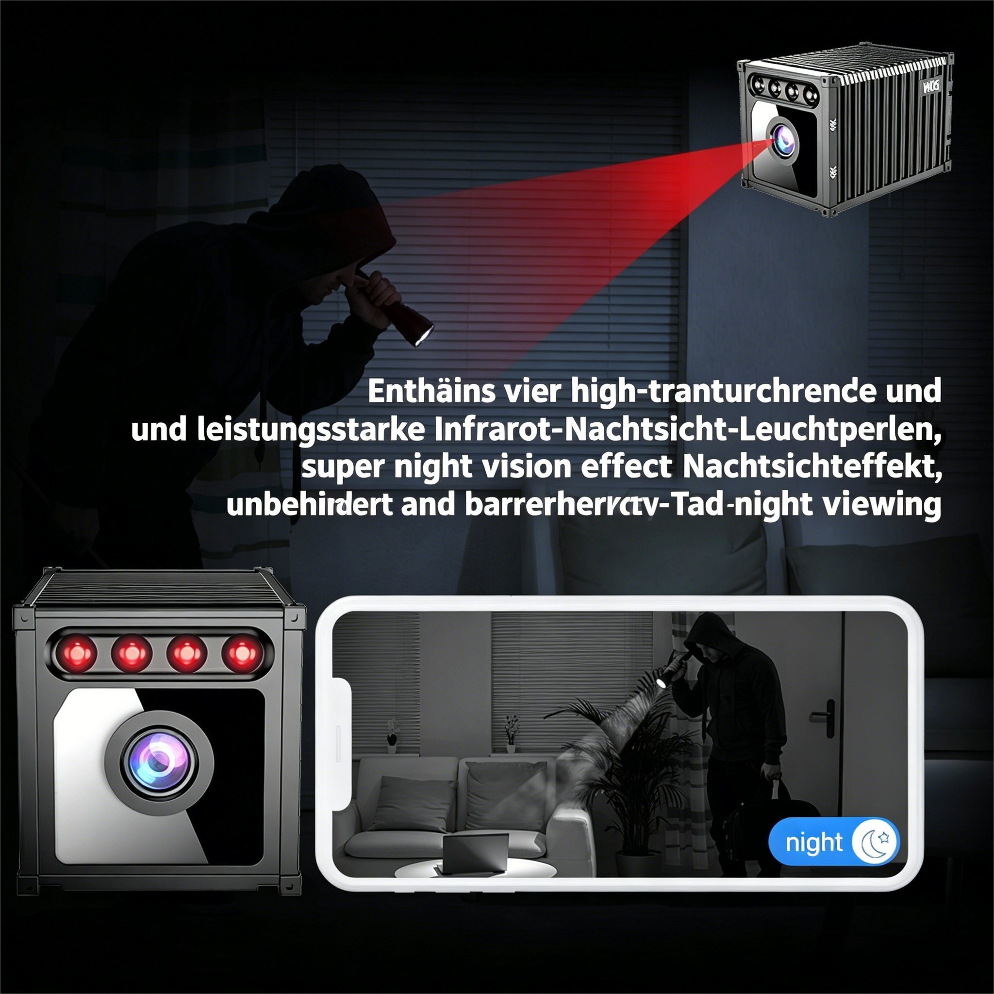 Fyrove Überwachungskamera Mini WLAN Innenkamera, 1080P Full HD, 150° Weitwinkel, Nachtsicht, (Bewegungserkennung, App-Steuerung, 800-mAh-Akku, Magnethalterung,  – Bild 4 von 5