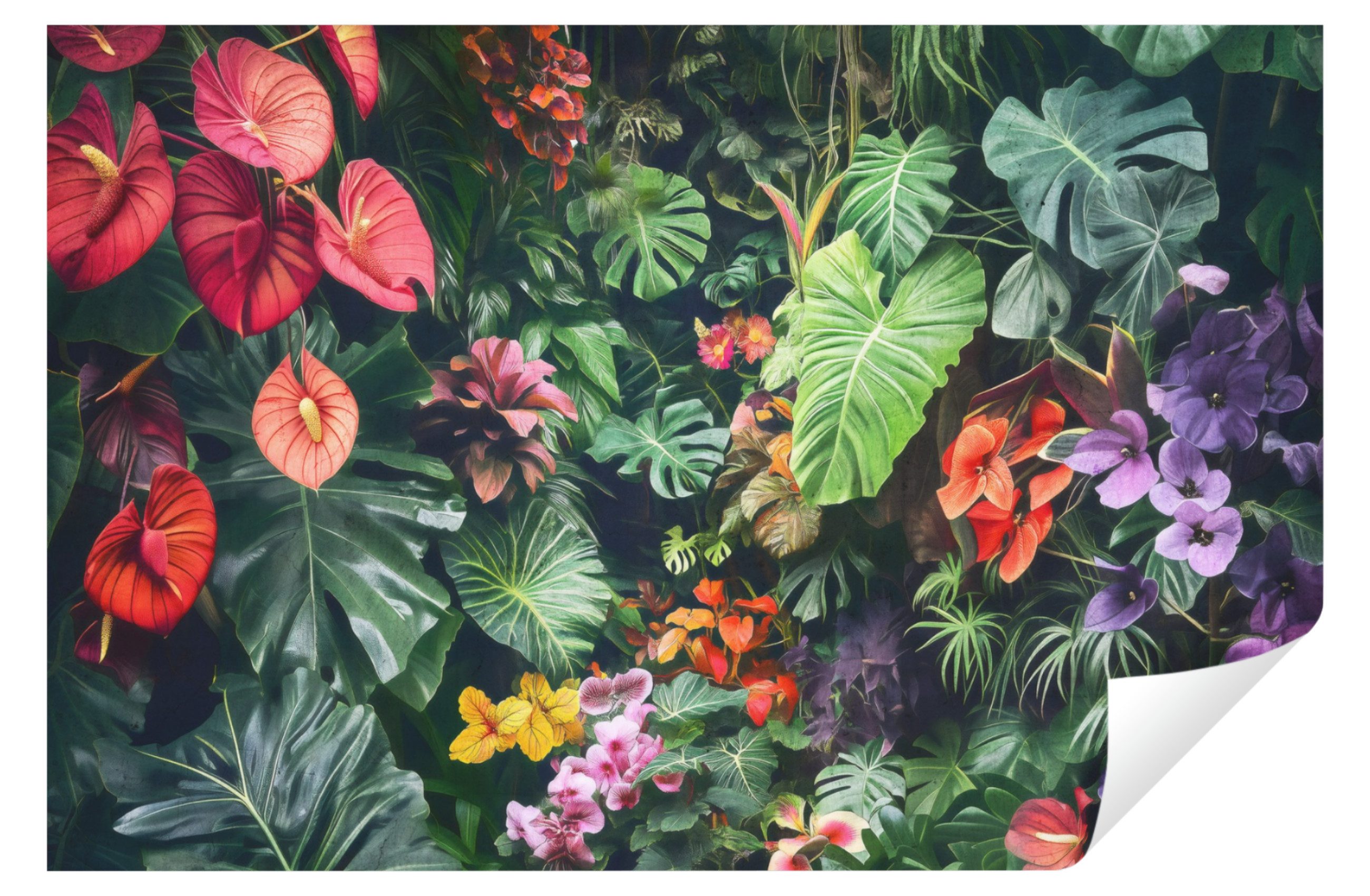 Wallarena Fototapete Dschungel Blumen Blätter Tapete Wohnzimmer Schlafzimme günstig online kaufen