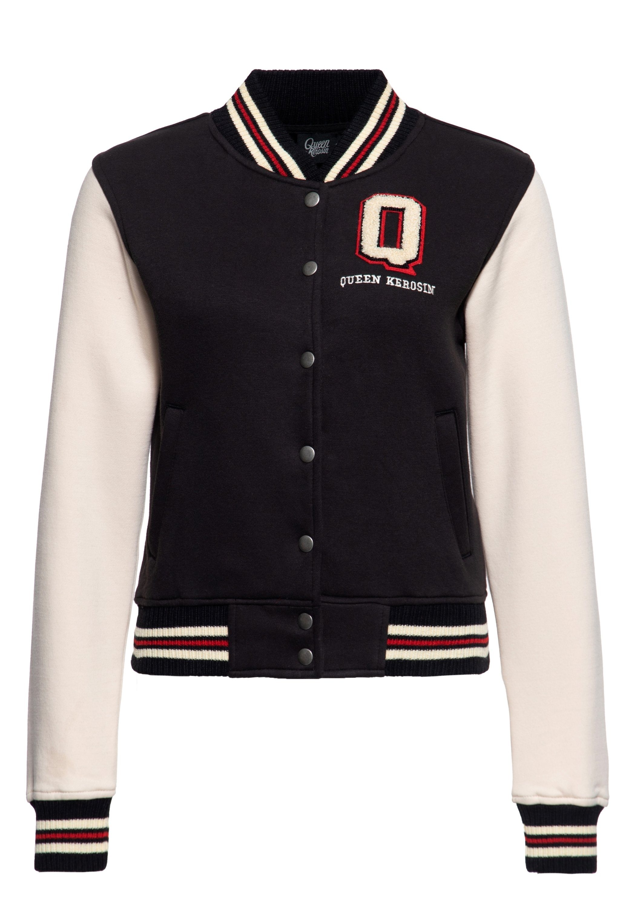QueenKerosin Collegejacke Q (1-St) Mit Kontrast Raglan-Ärmeln günstig online kaufen