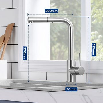 CECIPA Küchenarmatur Hochdruck Wasserhahn Ausziehbar Küchenarmatur Mischbatterie Armatur
