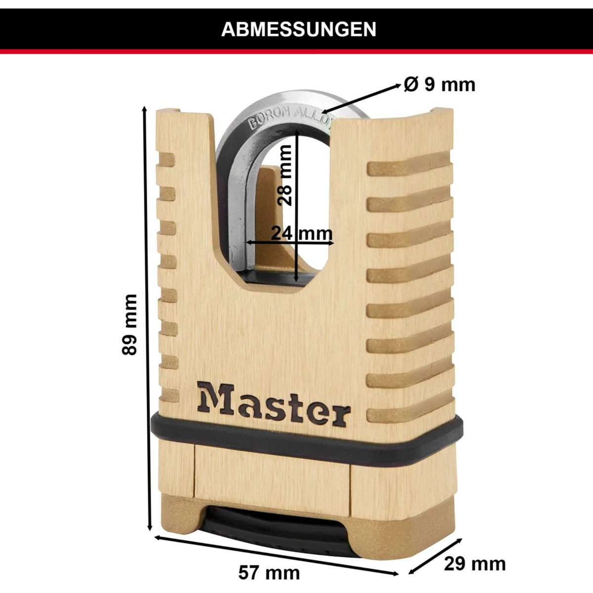 Master Lock Vorhängeschloss mit 8-kant.28mm Bügel M1177EURDCC Diebstahlalarm