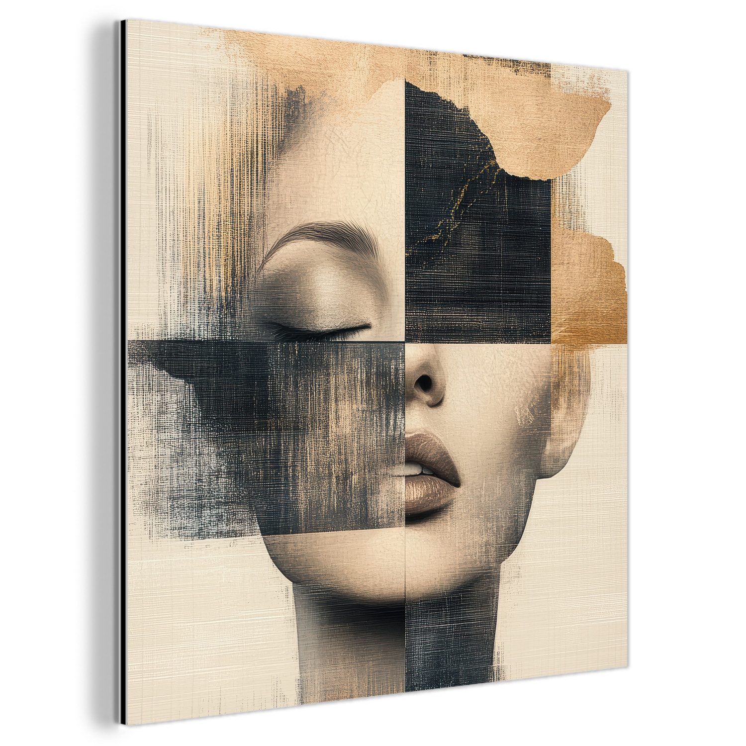 MuchoWow Metallbild Gold - Frau - Rechtecke, Inkl. Aufhängung, Alu-Dibond-D günstig online kaufen