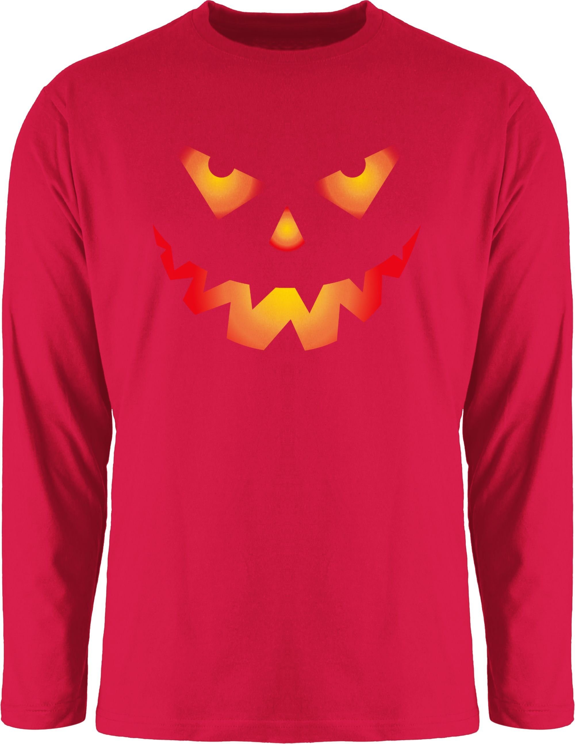Shirtracer Rundhalsshirt Halloween Kürbis Gesicht Gruseliger Kürbisgesicht Gruselig Böse Halloween Kostüme Herren 2 Rot