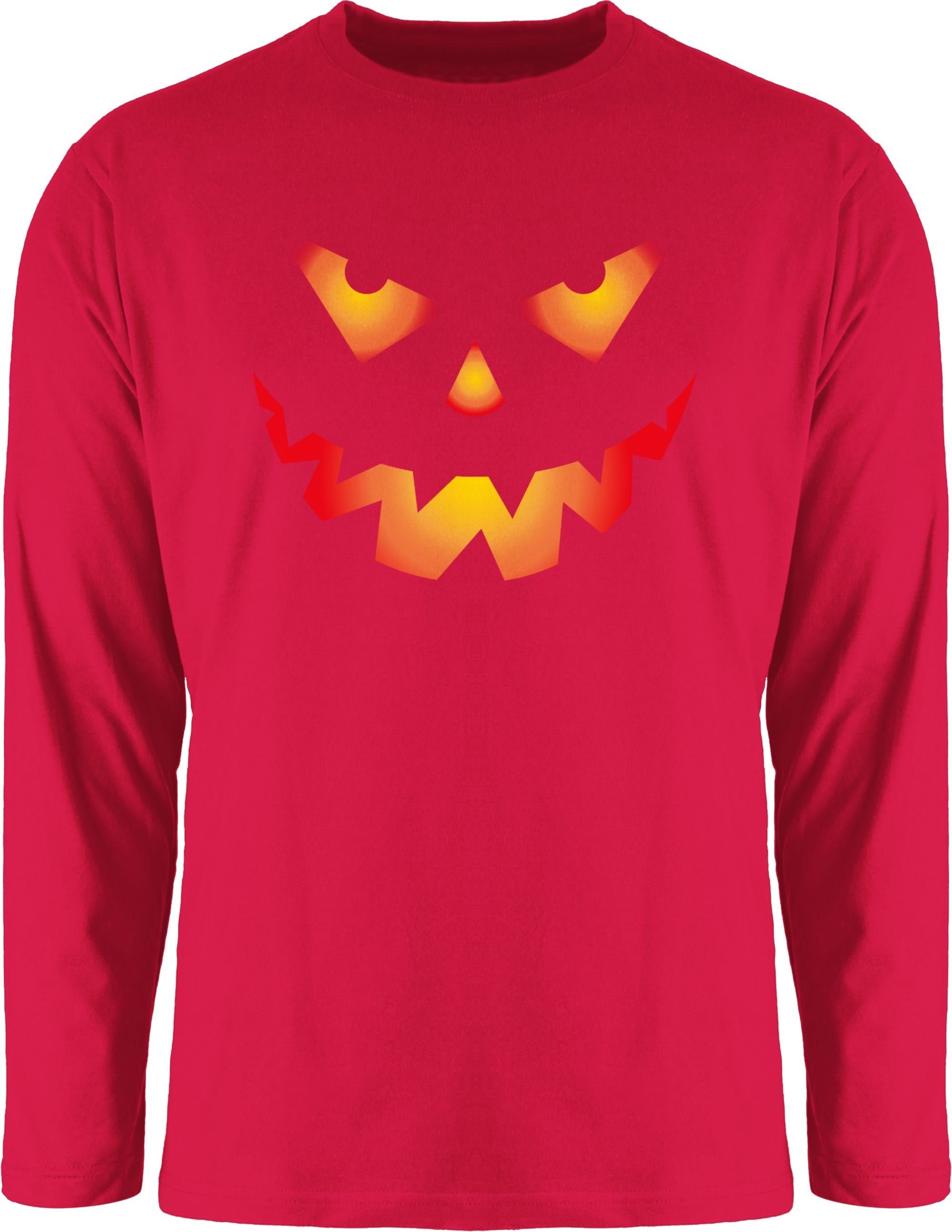 Rundhalsshirt Herren Halloween Kürbisgesicht Halloween Rot Shirtracer Gesicht Kostüme Kürbis 2 Gruselig Böse Gruseliger