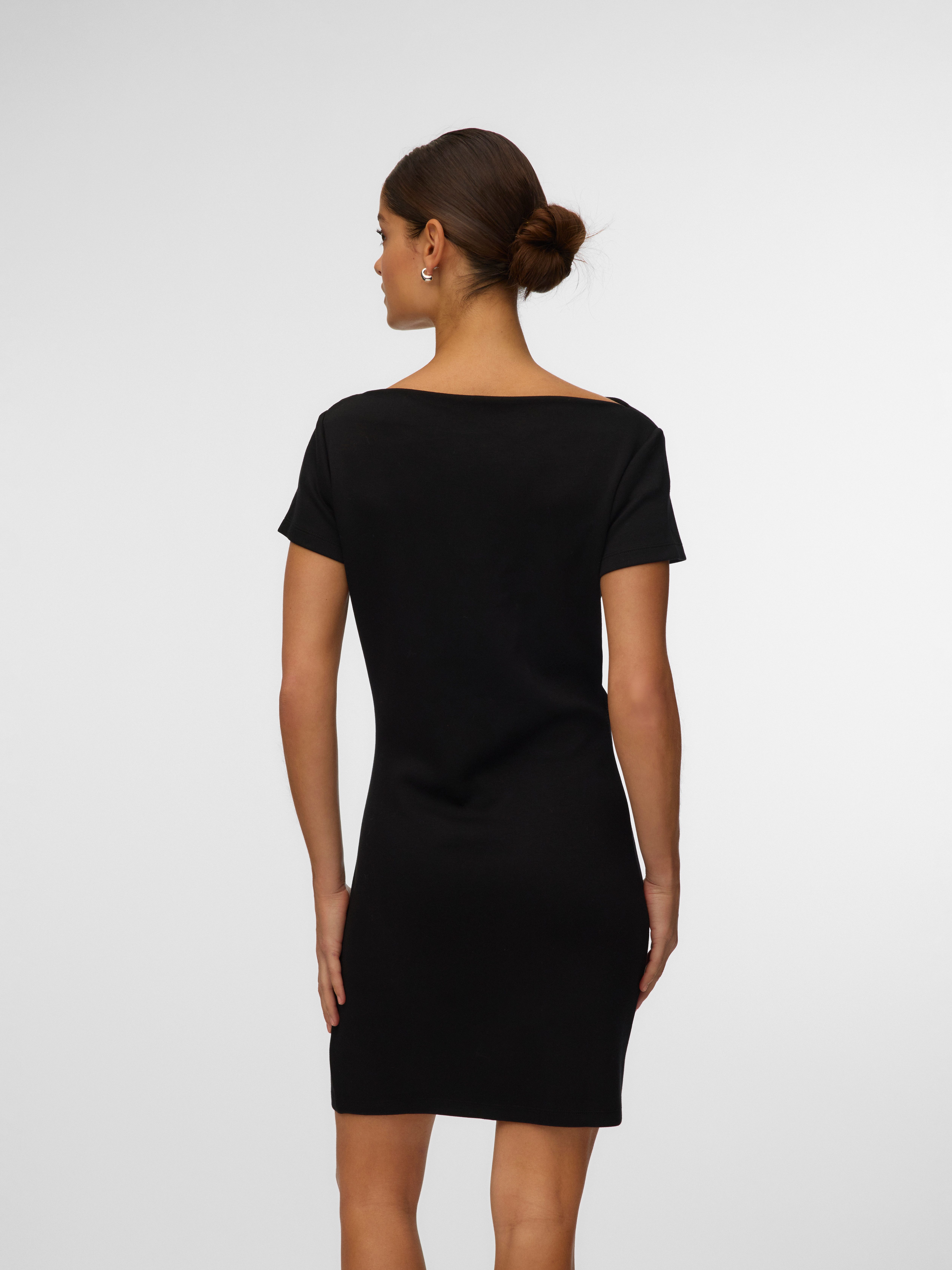 Vero Moda Minikleid VMMILLE SS SHORT DRESS JRS NOOS Materialmix, mit Raffung