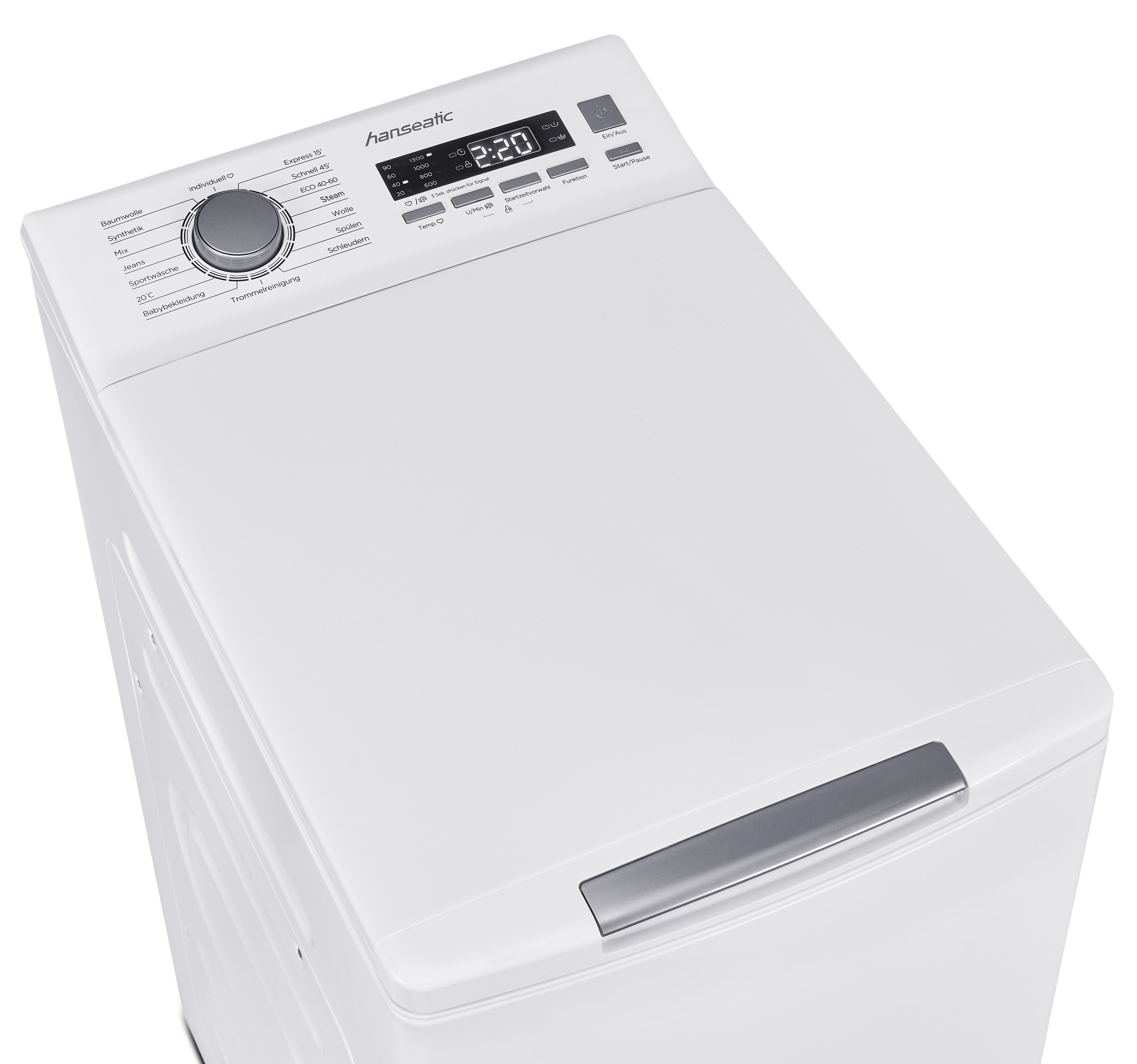 Hanseatic Waschmaschine Toplader HTW8013A, 8 kg, 1300 U/min, Mengenautomatik