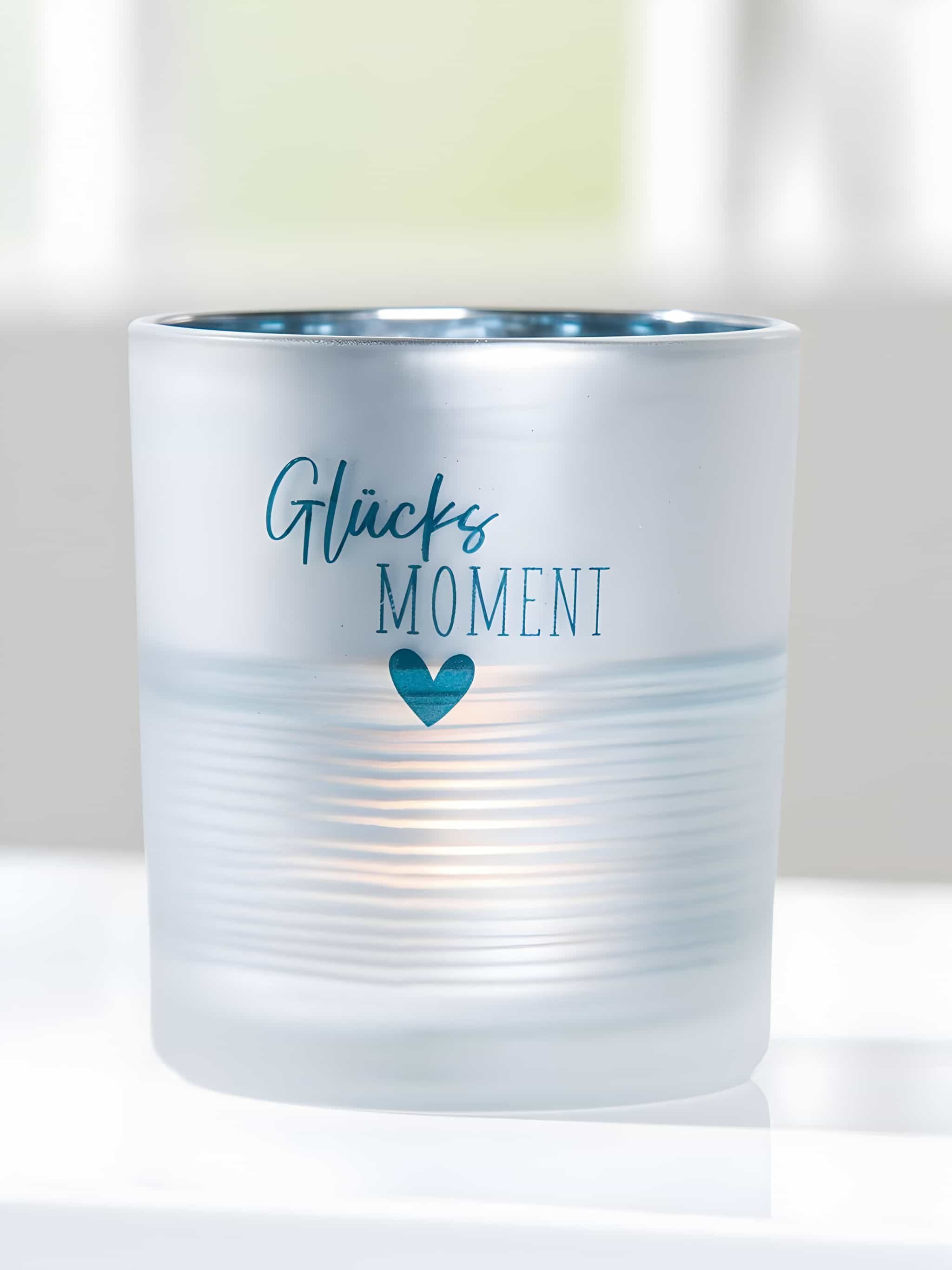 GILDE Teelichthalter Glas Windlicht Glücks Moment günstig online kaufen