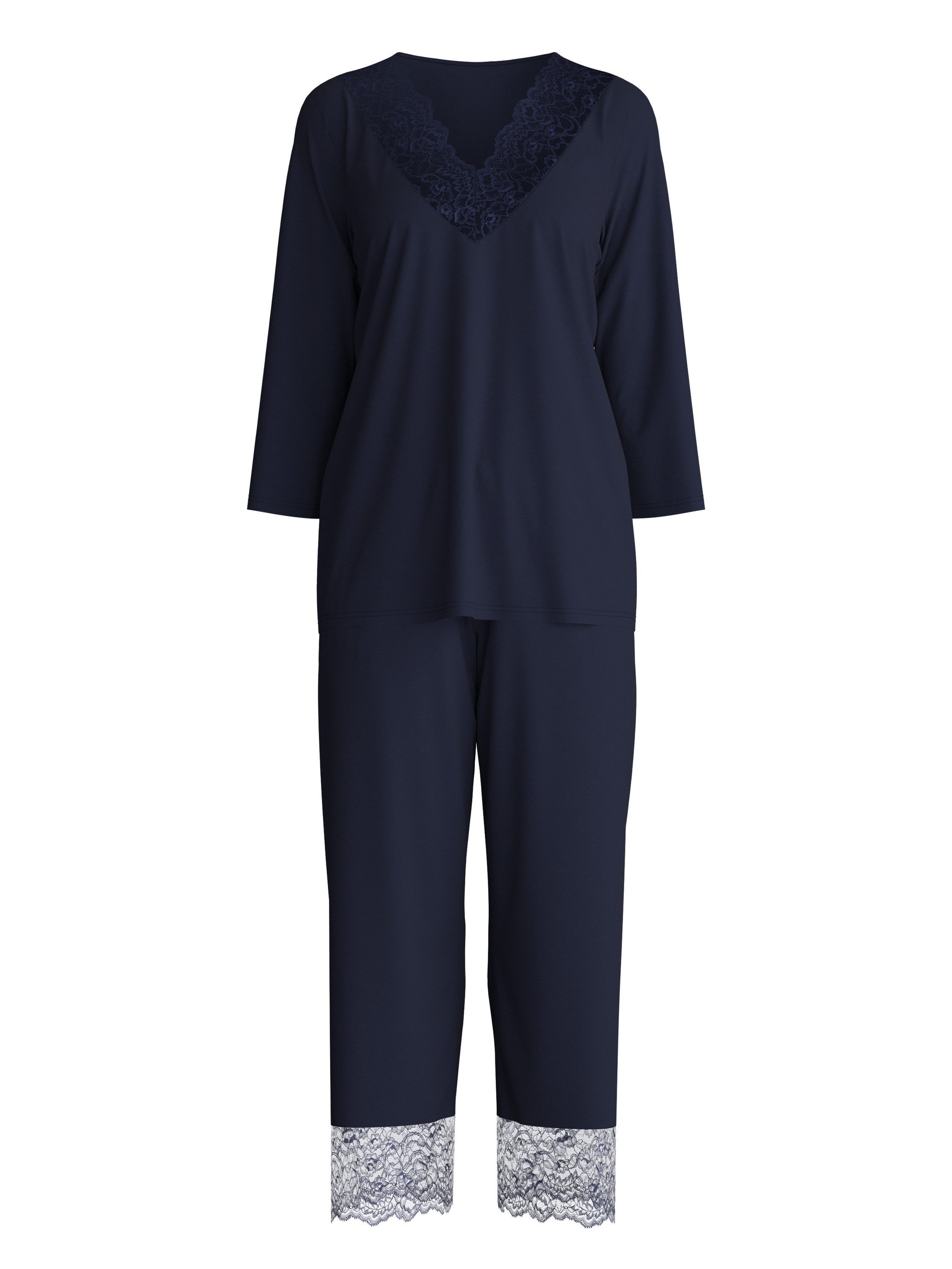 CALIDA Capri-Pyjama Elegant Dreams Damen (2 tlg) seidig weich, anschmiegsam mit Spitze
