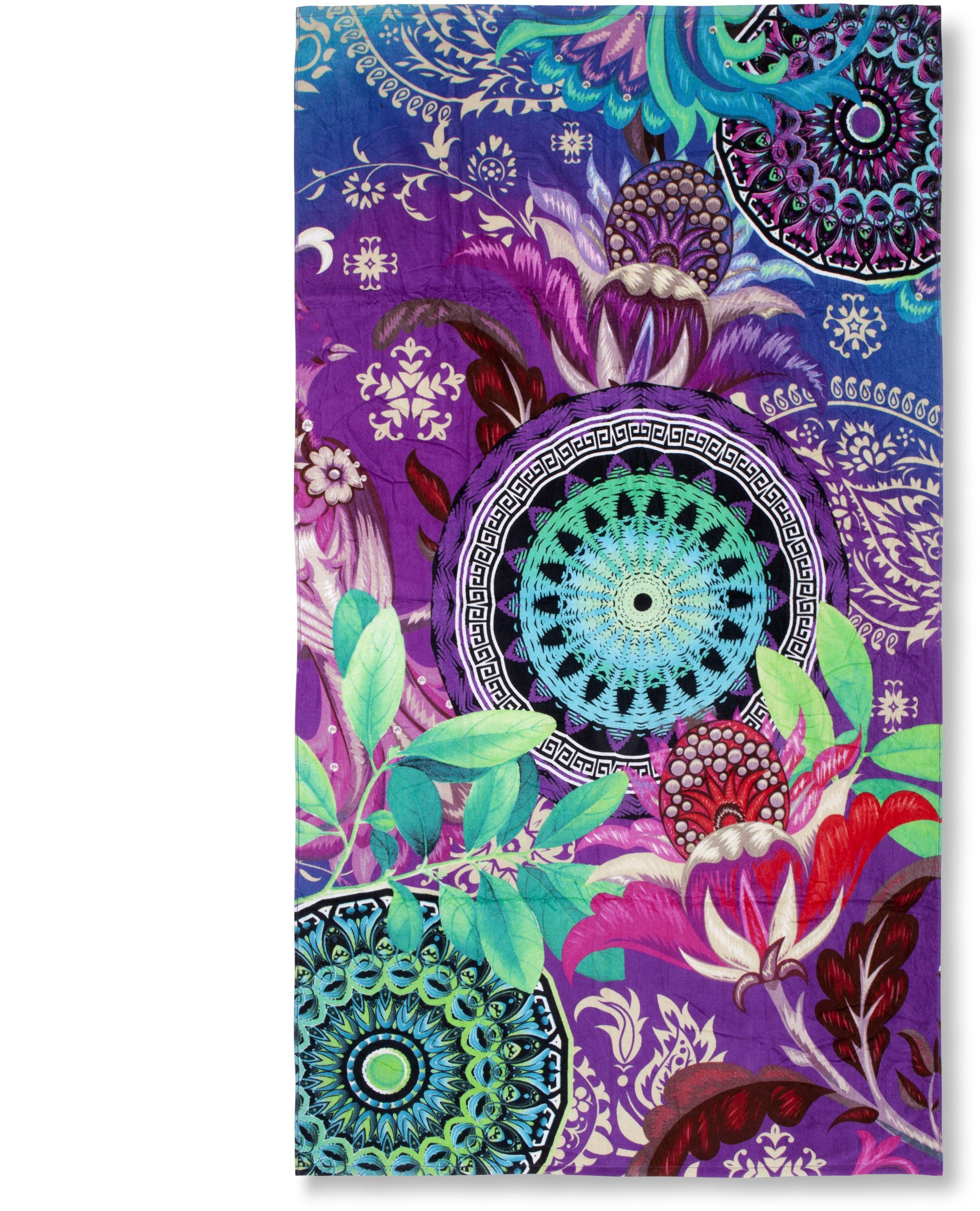 hip Strandtuch Axelle, Frotteevelours (1-St), Baumwolle, Velours, 100x180, Weich, Strand, Erwachsen, Mandala, Lila