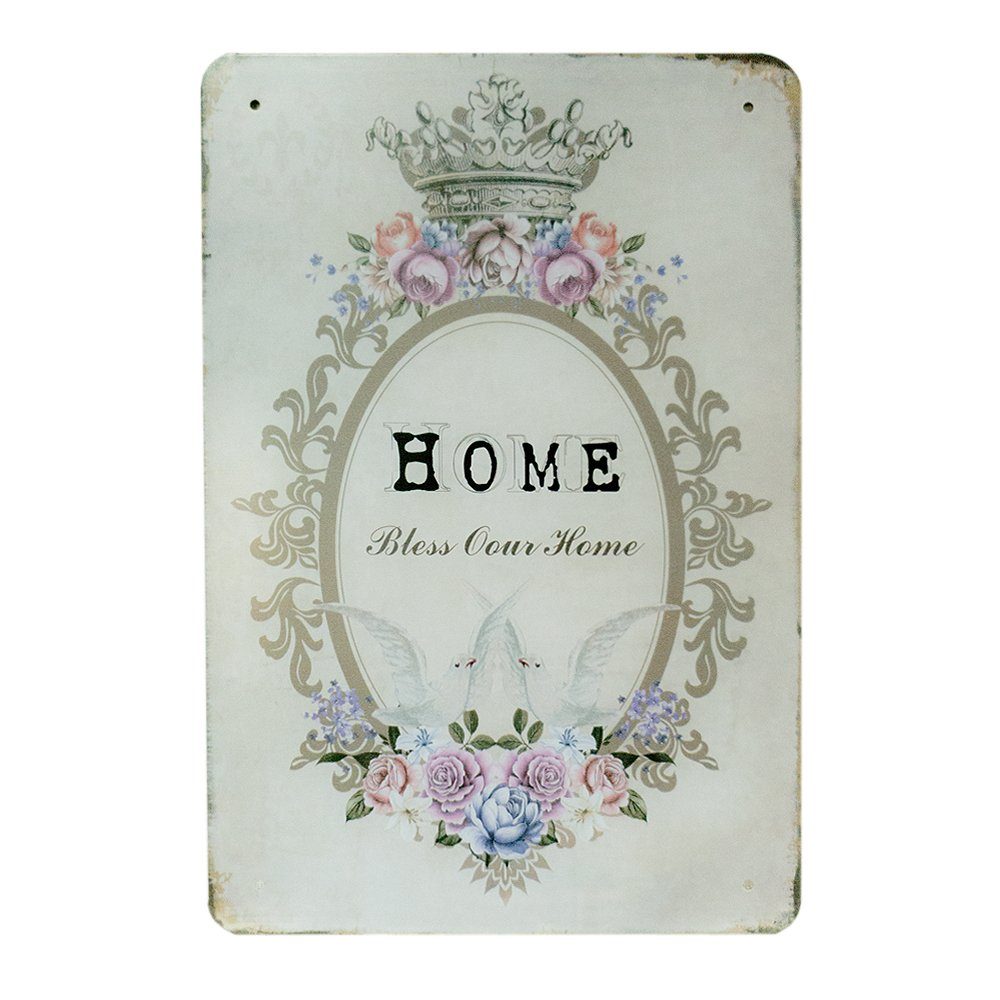 Metallbild Metallschild BLESS OUR HOME Vintage Schild im Retro-Design