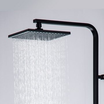 AuraLum pro Duschsäule Duschsystem mit Thermostat Duscharmatur Duschset mit Regendusche, mit Handbrause und höhenverstellbar Duschstange