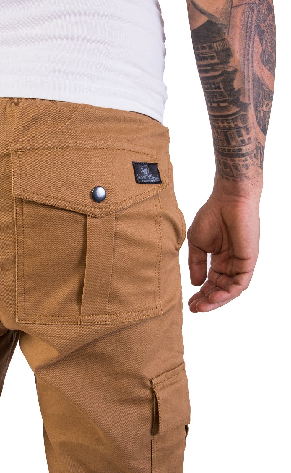 Rock Creek Cargohose Herren Caroghose mit Taschen Beige H-179