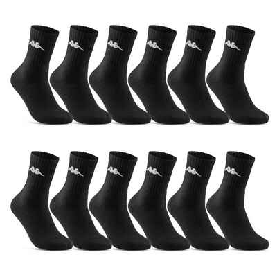 sockenkauf24 Sportsocken 6 oder 12 Paar KAPPA Socken Herren & Damen Sportsocken (Schwarz, 12-Paar, 47-49) Arbeitssocken Baumwolle