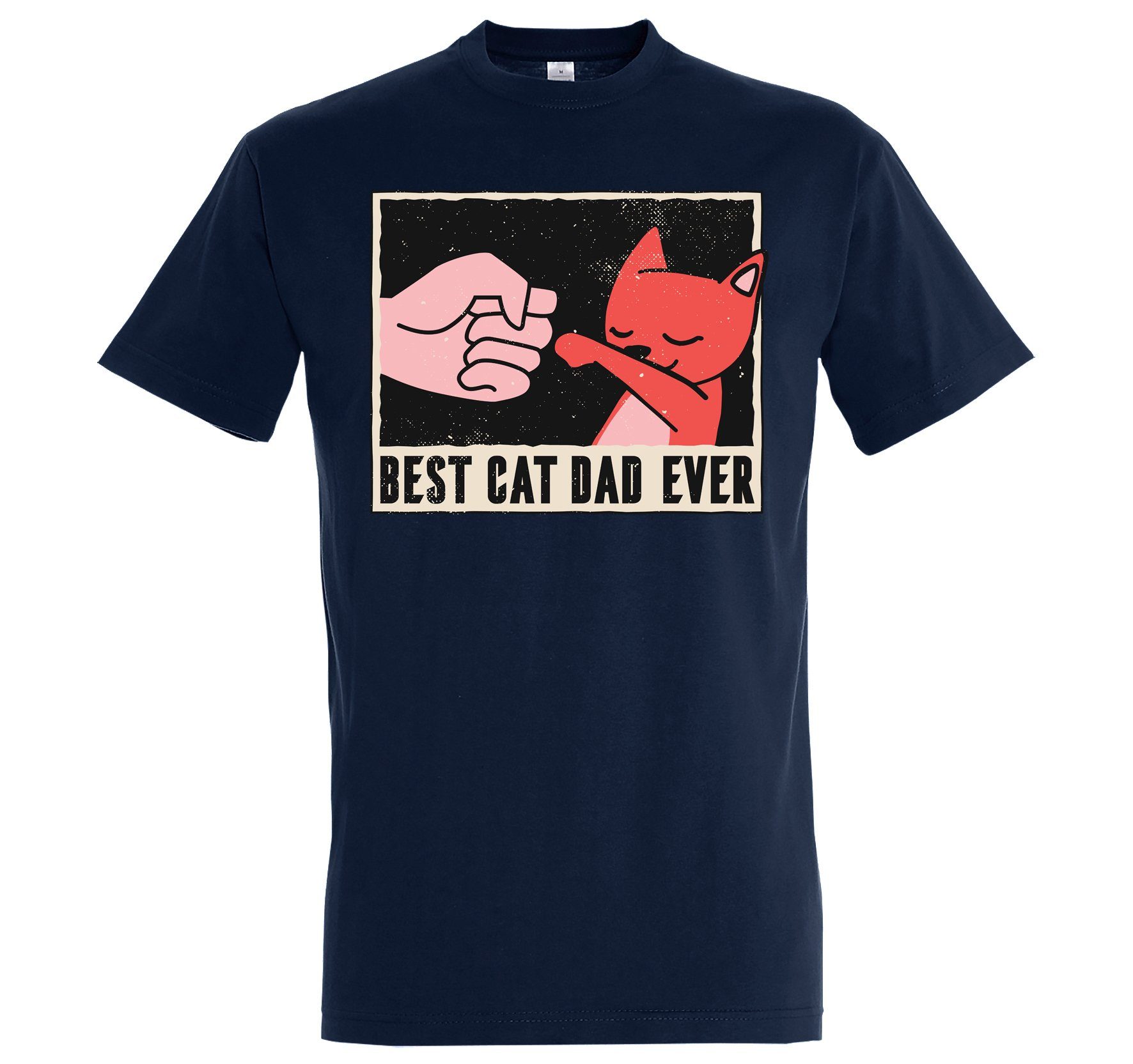 Youth Designz T-Shirt Best Cat Dad Ever Herren Shirt mit lustigem Frontprint Navyblau