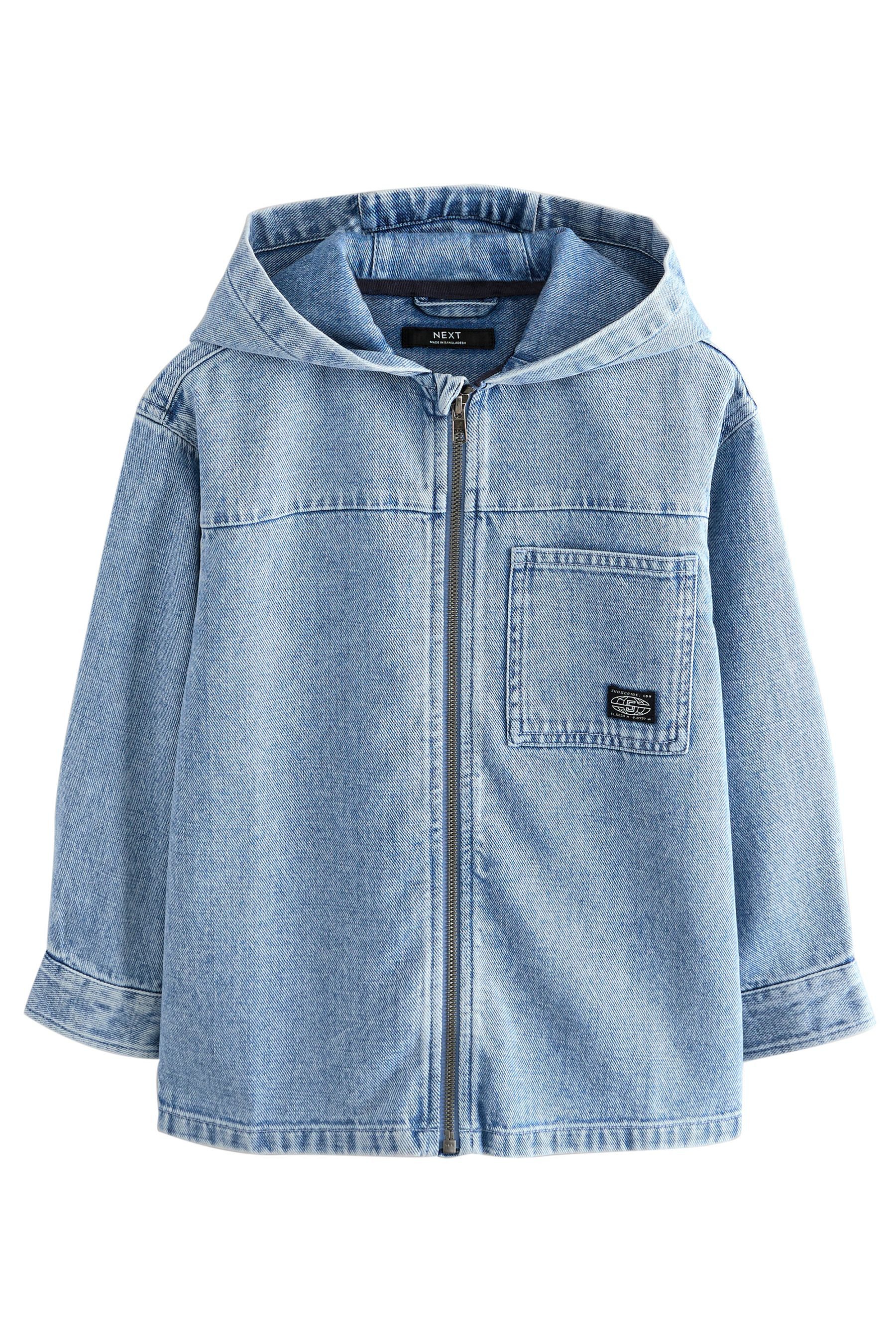 Jeanshemd Leichte Hemdjacke Kapuzenjacke aus 100 % Baumwolle