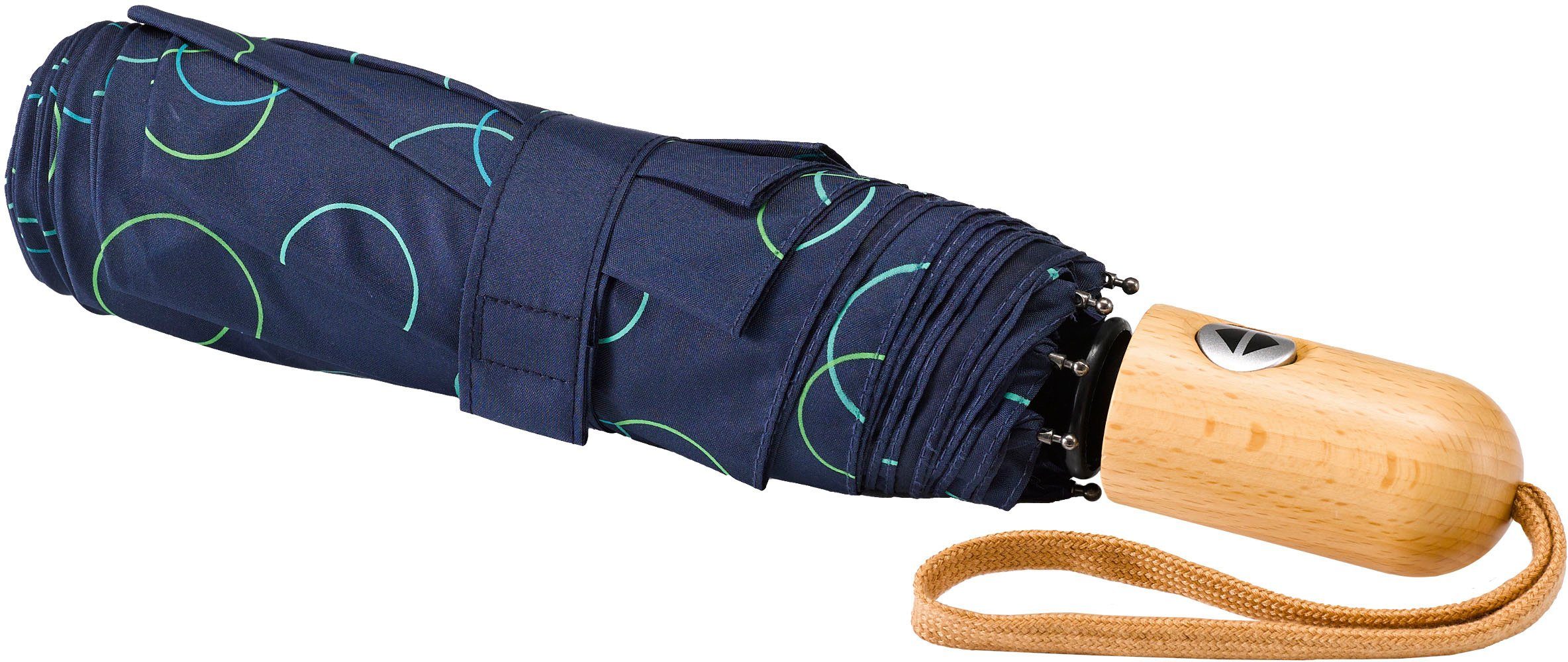 EuroSCHIRM® Umwelt-Taschenschirm, marine, grün Taschenregenschirm Kreise