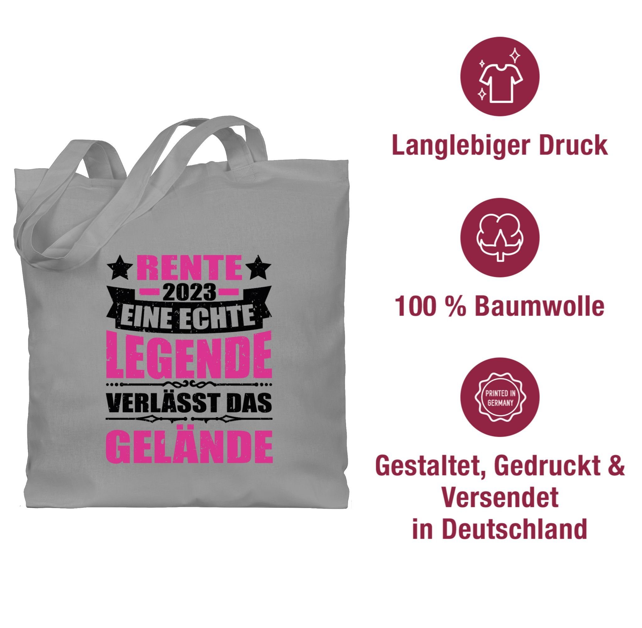 eine 2023 Rente Umhängetasche Legende Geschenk echte Rentnerin 1 verlässt - fuchsia/schwarz, das Gelände Shirtracer Hellgrau