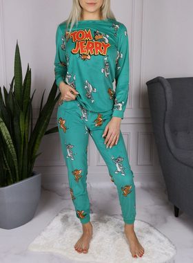 Sarcia.eu Schlafanzug Tom and Jerry Damen Schlafanzug in Türkis, zweiteilig, langärmlig XS