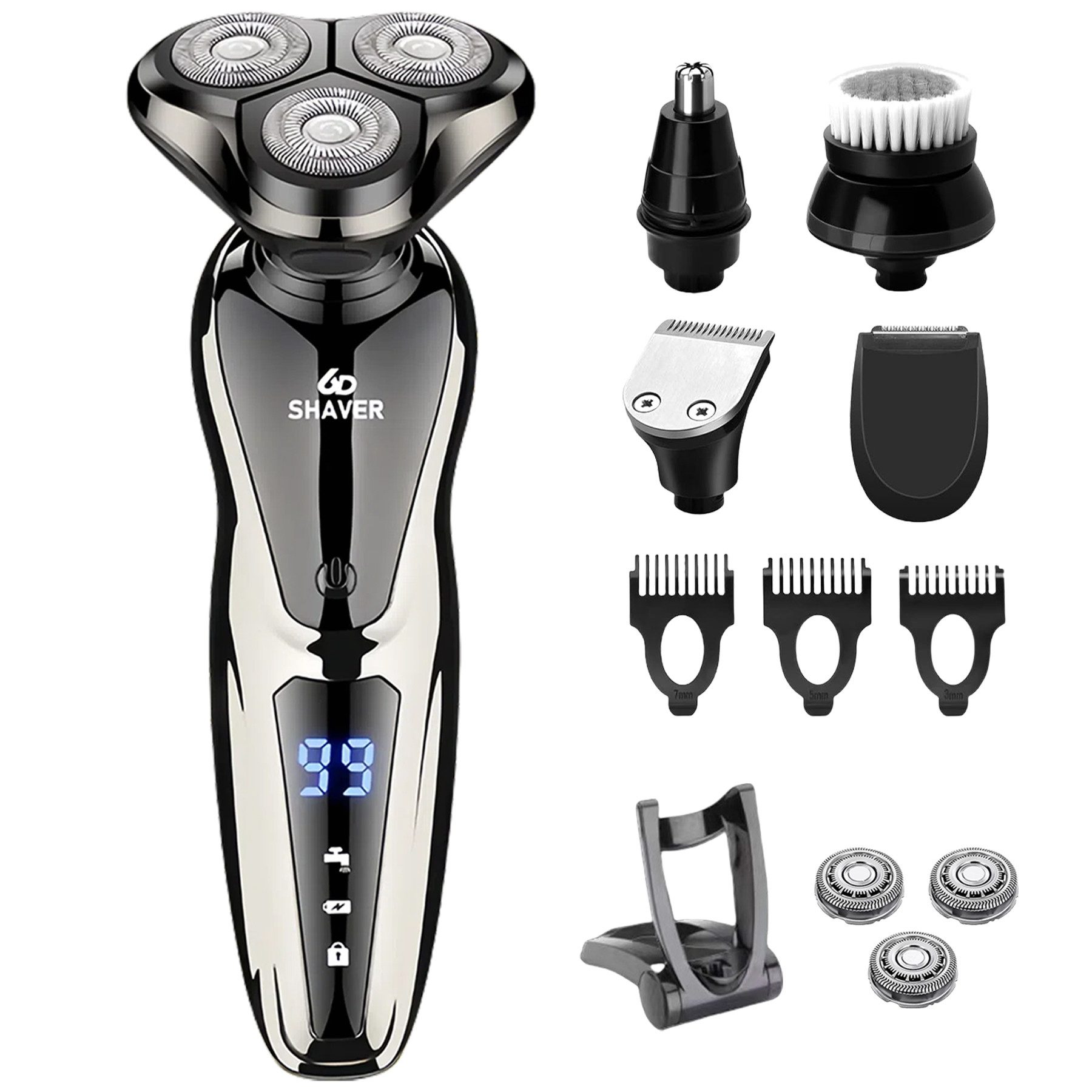 Senmudi Elektrorasierer Barttrimmer Herren Haarschneidemaschine, 7-in-1 Multifuntionstrimmer, Haarschneider/Bartschneider/Nasenhaartrimmer, All-In-One Trimmer, USB Wiederaufladbar & Wasserdicht Rasierer Elektrisch