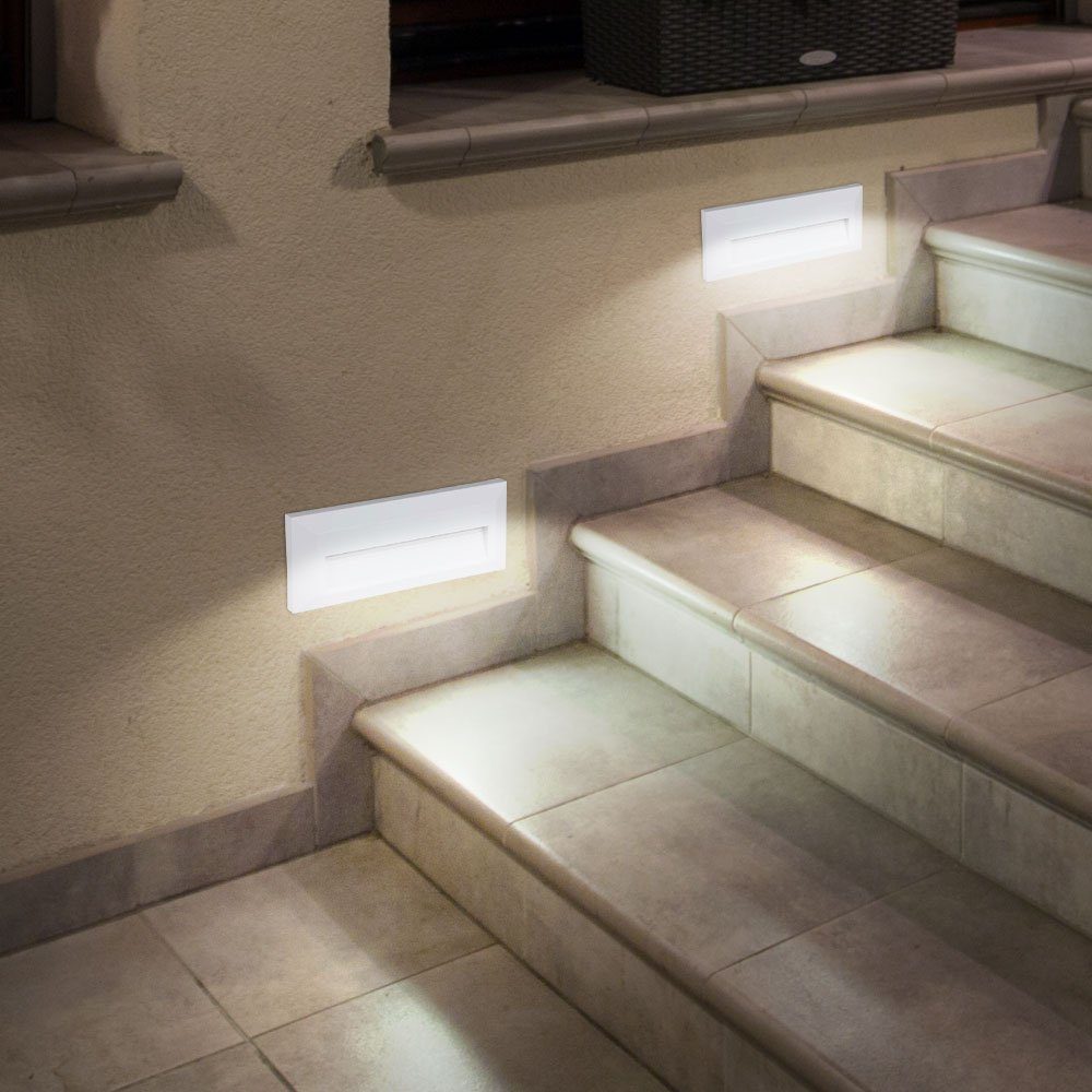 etc-shop Stufen Veranda Außen Neutralweiß, Lampen Strahler Einbaustrahler, fest Wand LED-Leuchtmittel Set Treppen verbaut, 8er LED Fassaden LED