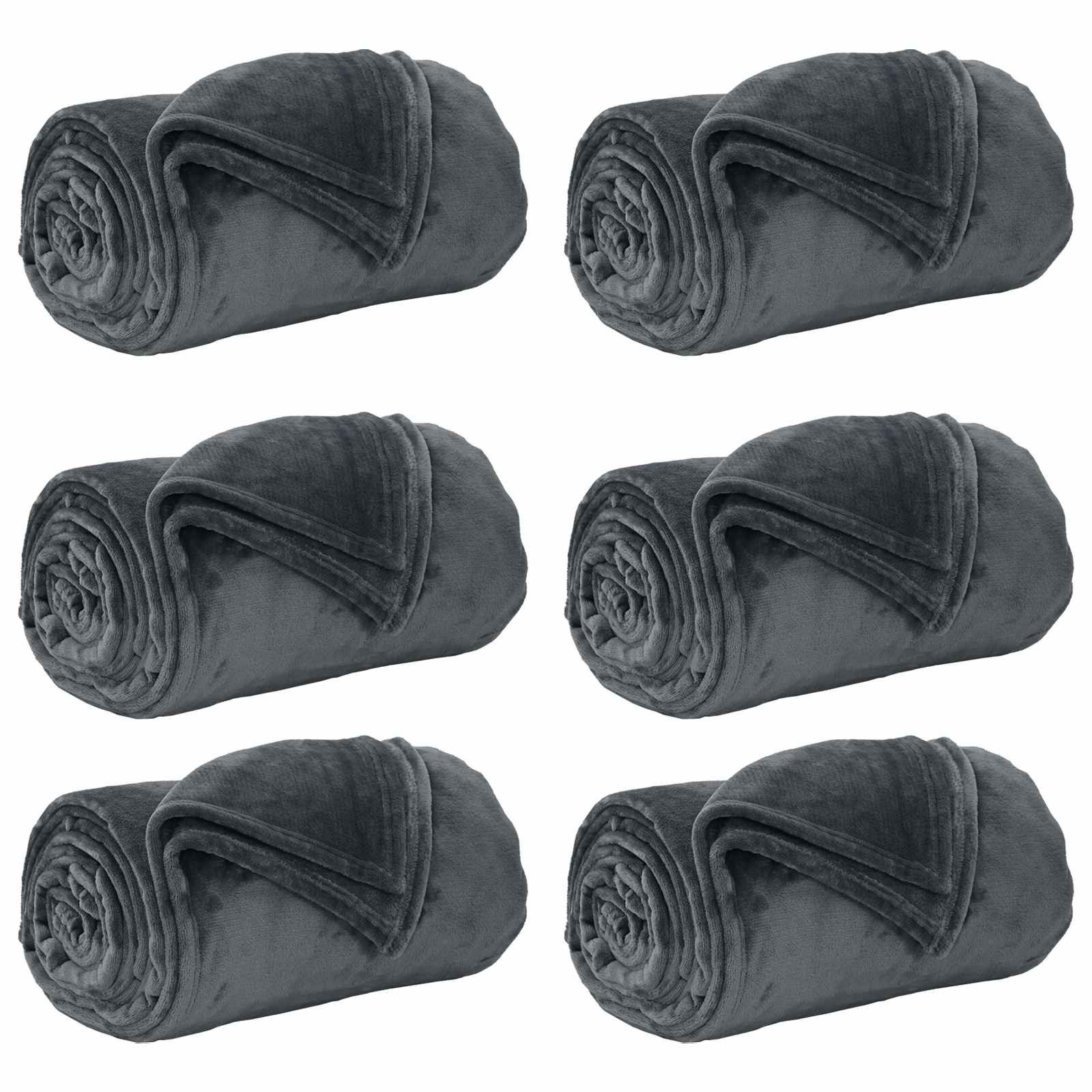 vidaXL Bettüberwurf Wohndecken 6 stk. Dunkelgrau 240 x 270 cm 10.11 kg Fleece
