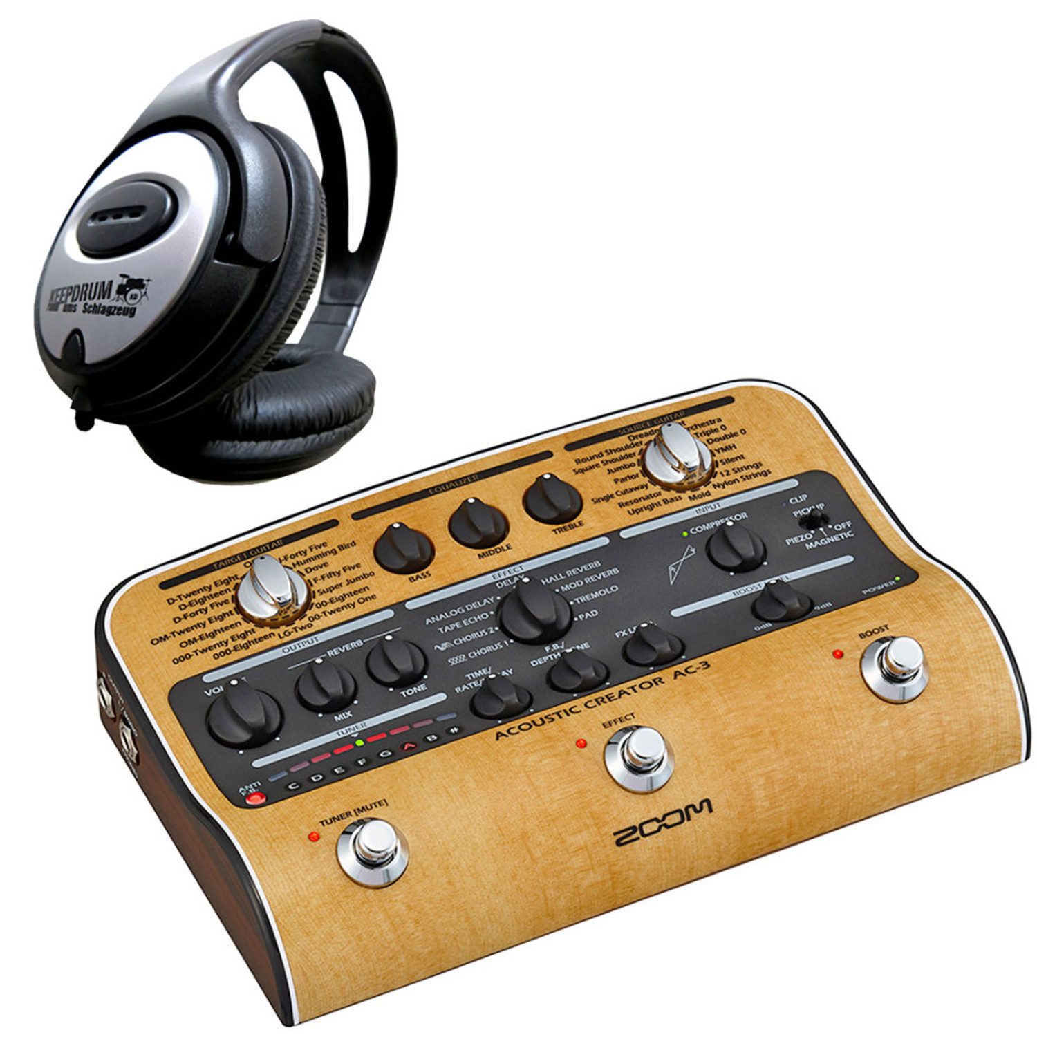 Zoom Audio Akustikgitarre Zoom AC-3 Effektgerät mit Kopfhörer, mit Kopfhörer