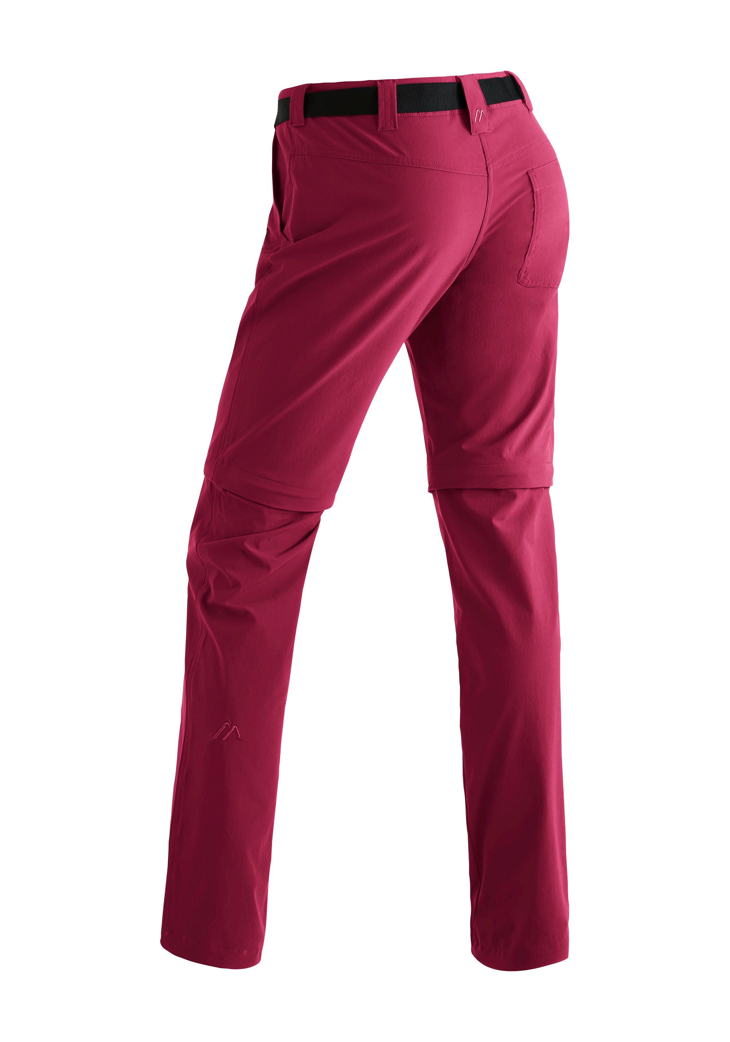 Damen Outdoor-Hose zip slim Funktionshose atmungsaktive Wanderhose, purpurrot zipp-off Inara Maier Sports