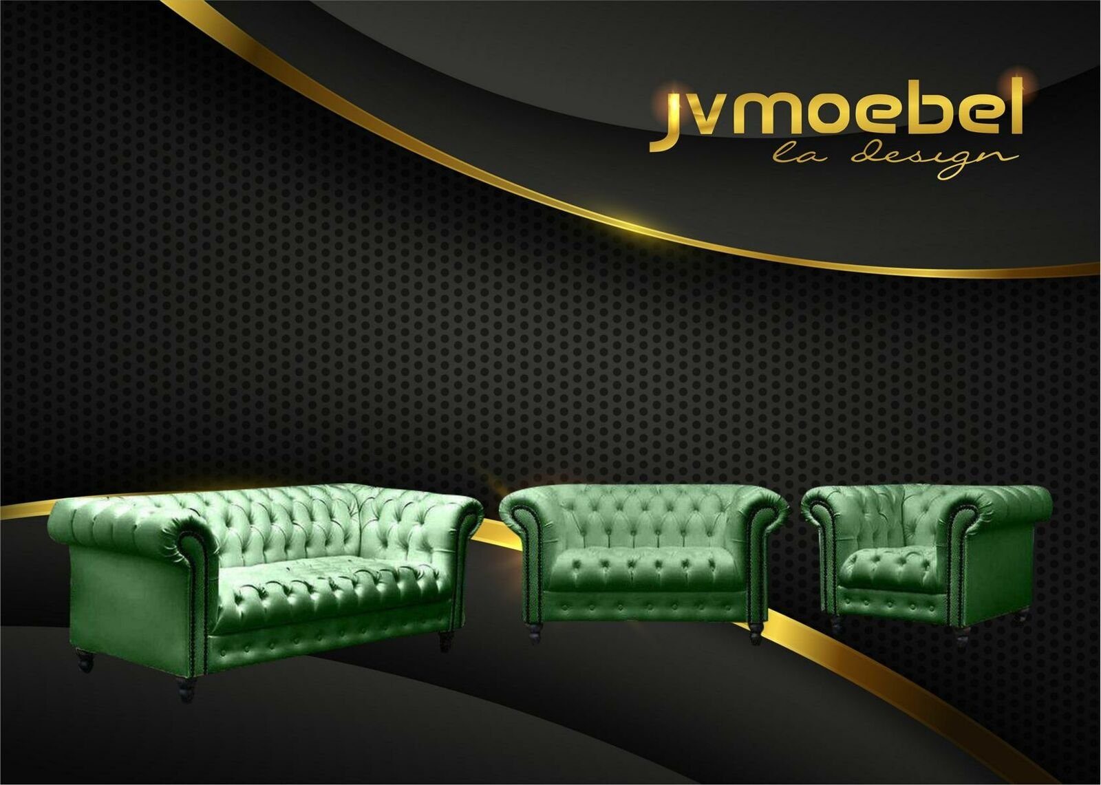 JVmoebel Sofa, Dreisitzer Chesterfield Sofa Couch Polster Luxus Möbel Grün