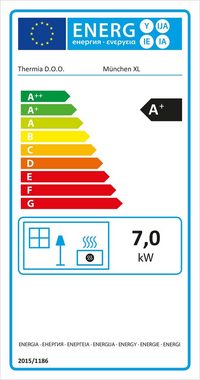 Thermia Kaminofen München XL Stahl gussgrau Style, 7 kW, Dauerbrand