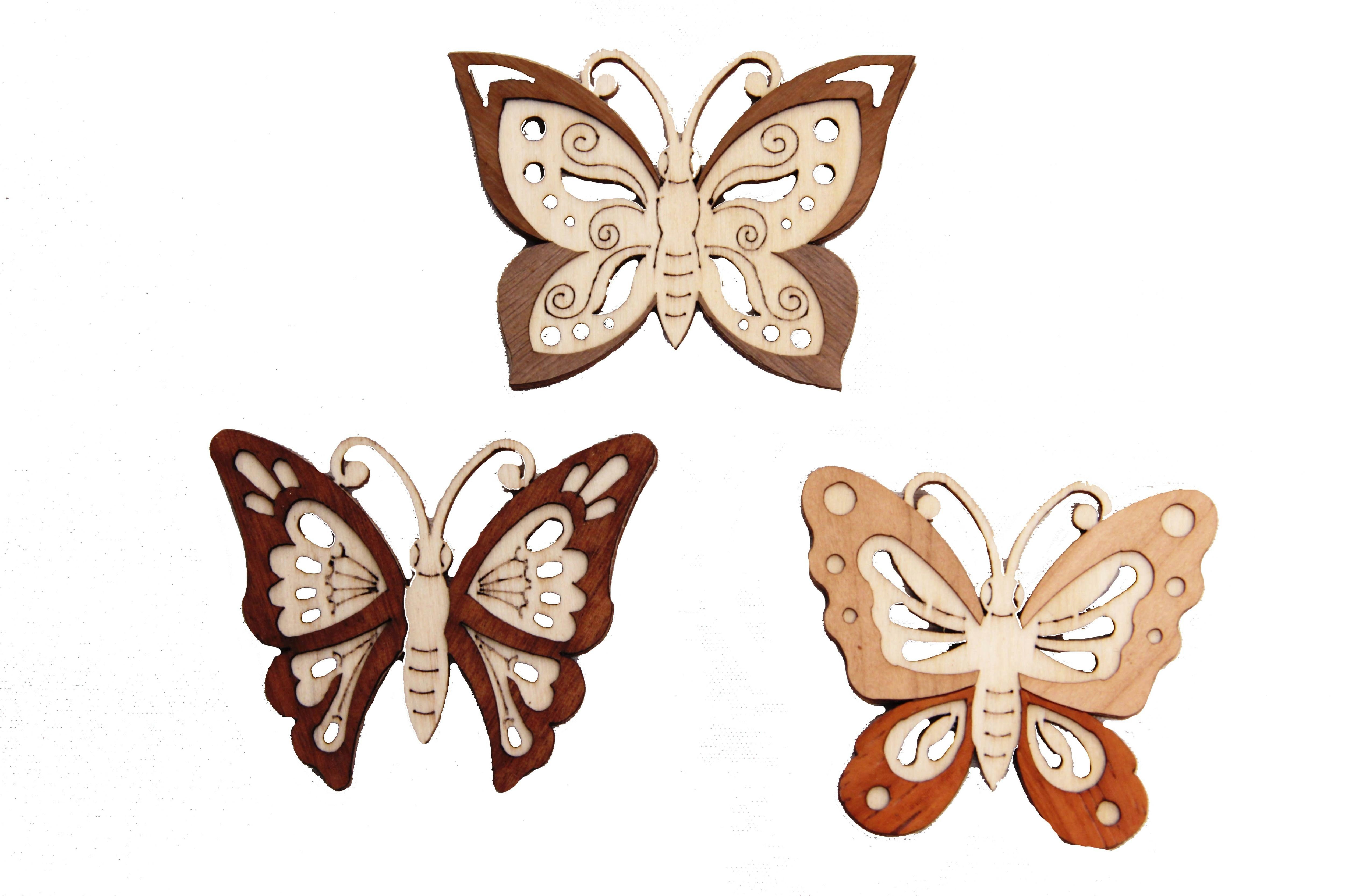 Kuhnert Dekofigur 19089, Schmetterling, 6er Set Dekoanhänger Baumschmuck aus Holz - ca. 7cm - Made in Germany | Dekofiguren