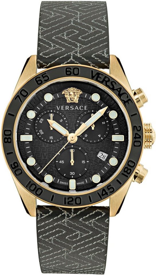 Versace Chronograph GRECA DOME CHRONO, VE6K00123, Gehäuse aus vergoldetem  Edelstahl, Gehäuse-Ø ca. 43 mm