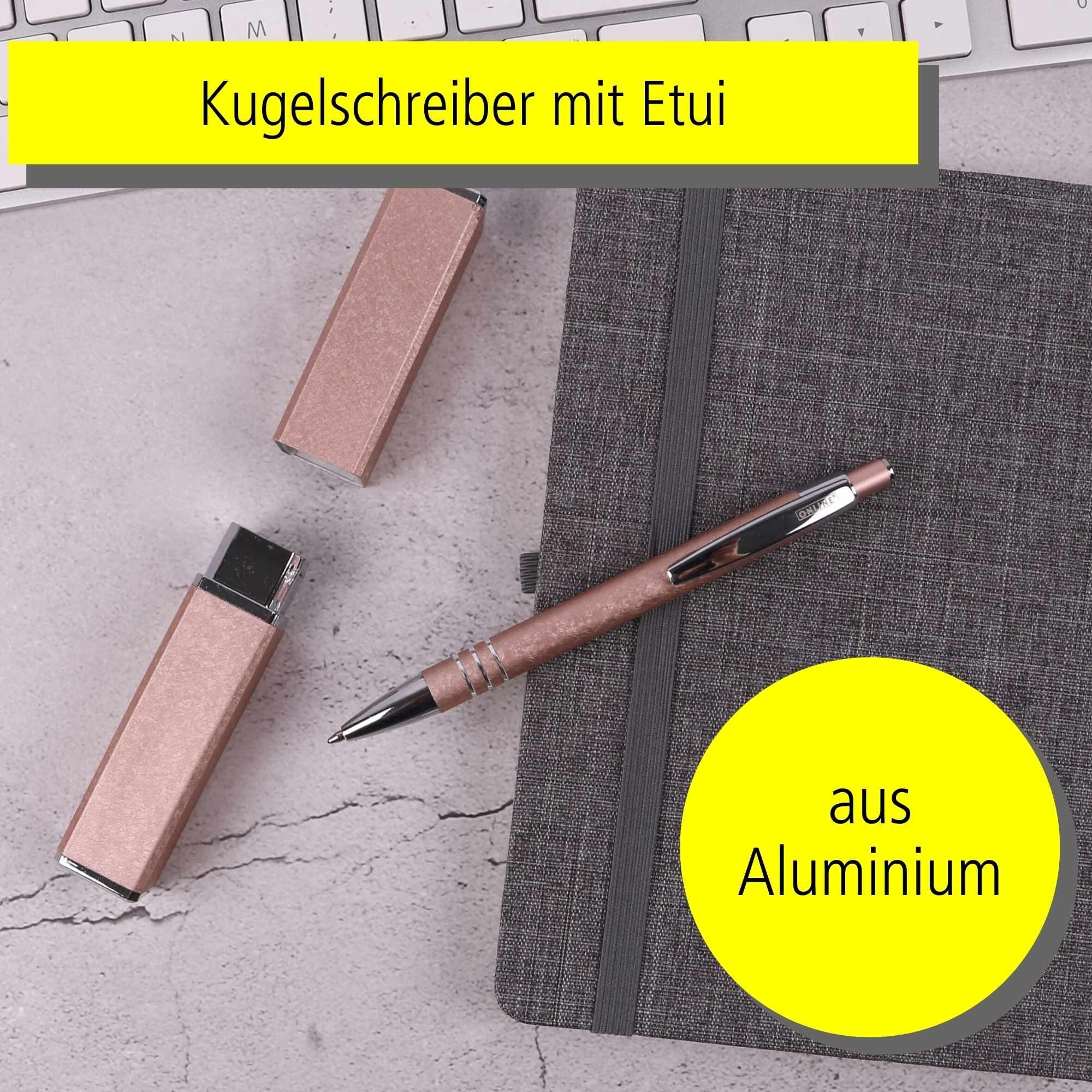 mit Online Kugelschreiber Graphite Pen Metallclip, Aluminium, in aus Geschenkbox Pen Druckkugelschreiber, Rosegold