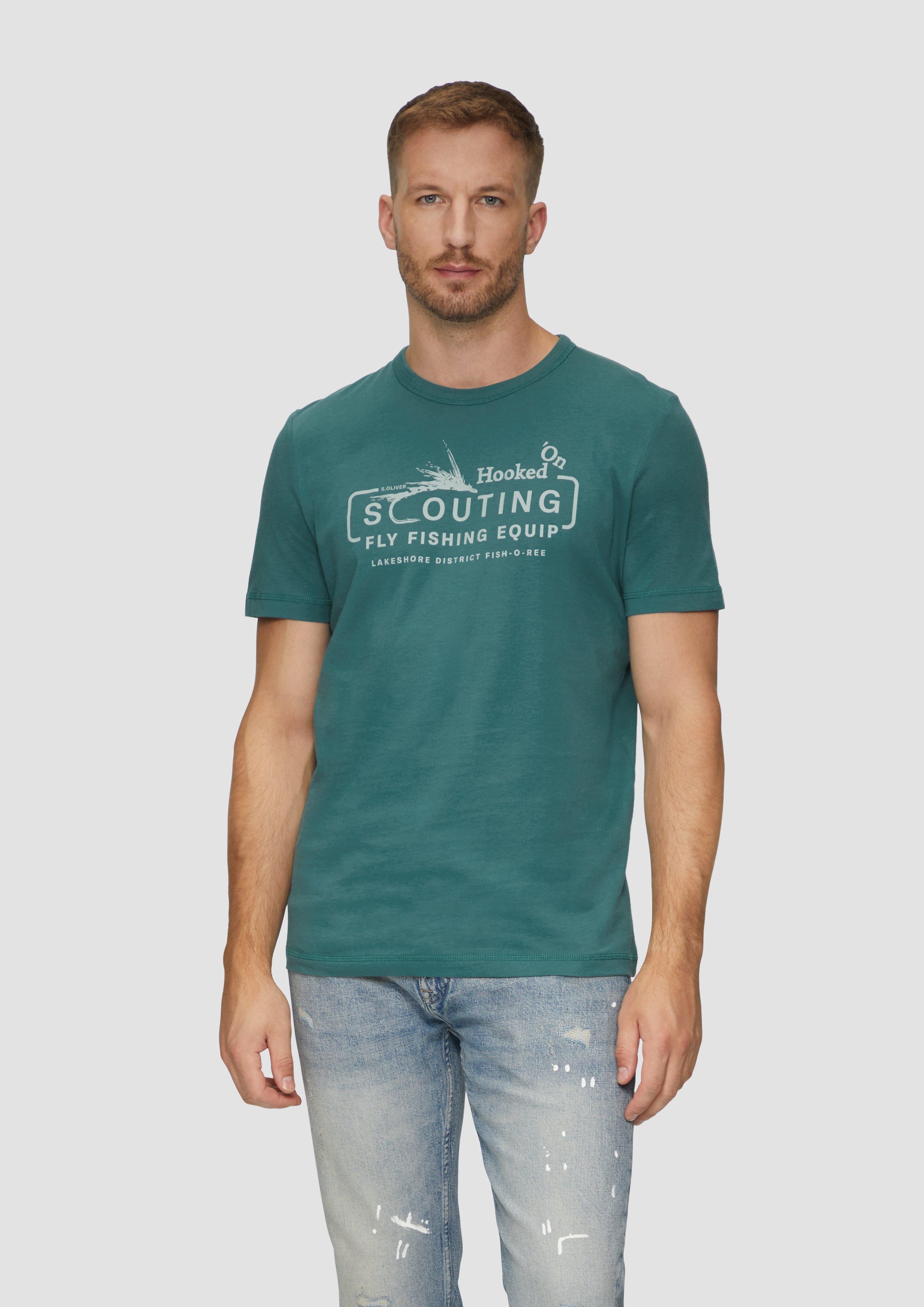 s.Oliver Kurzarmshirt Baumwollshirt mit Frontprint Artwork günstig online kaufen
