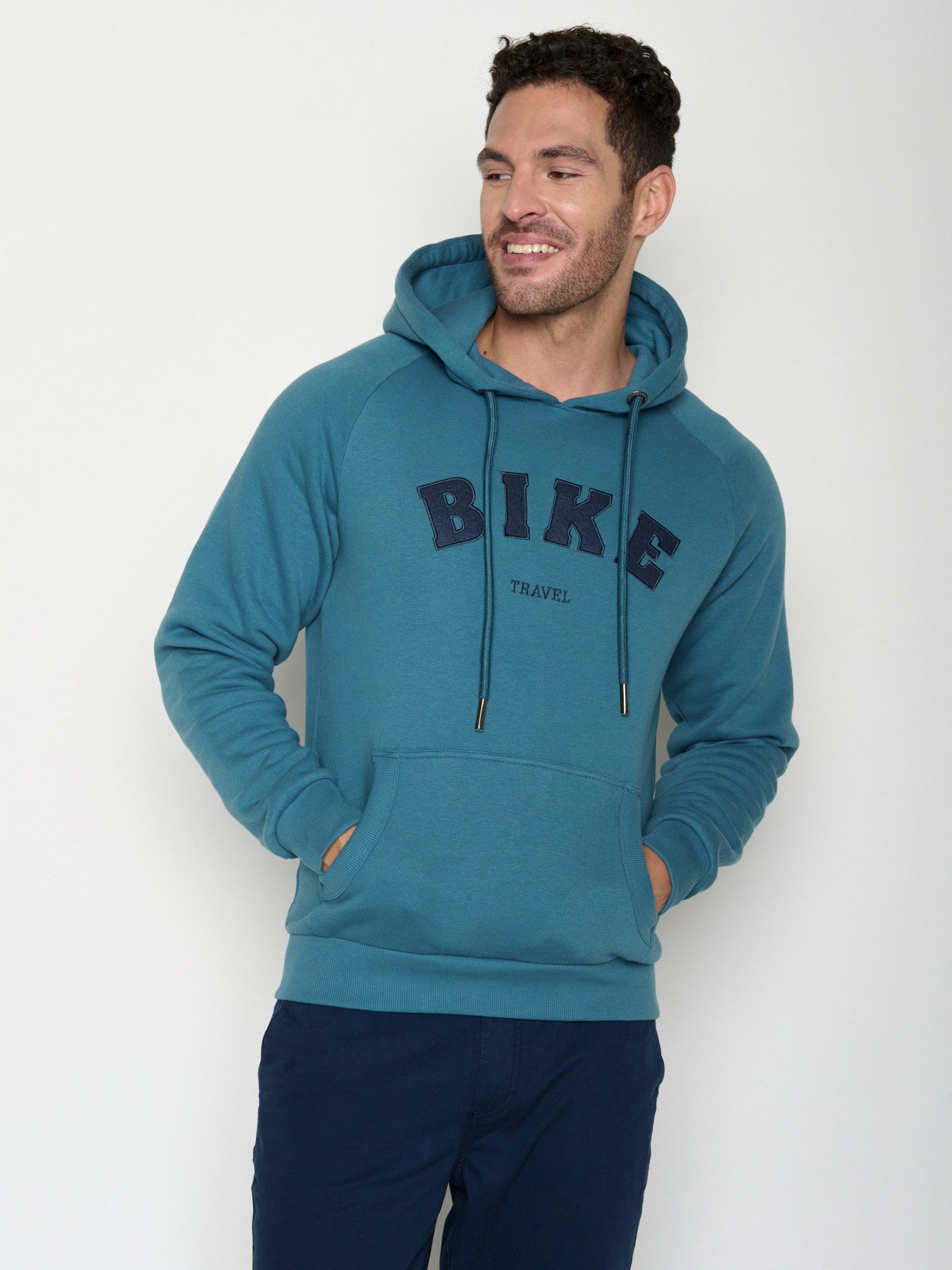 GreenBomb Hoodie Trek Bike Travel (1) regular geschnitten, aufgesetzte Fronttasche, Raglan Ärmel