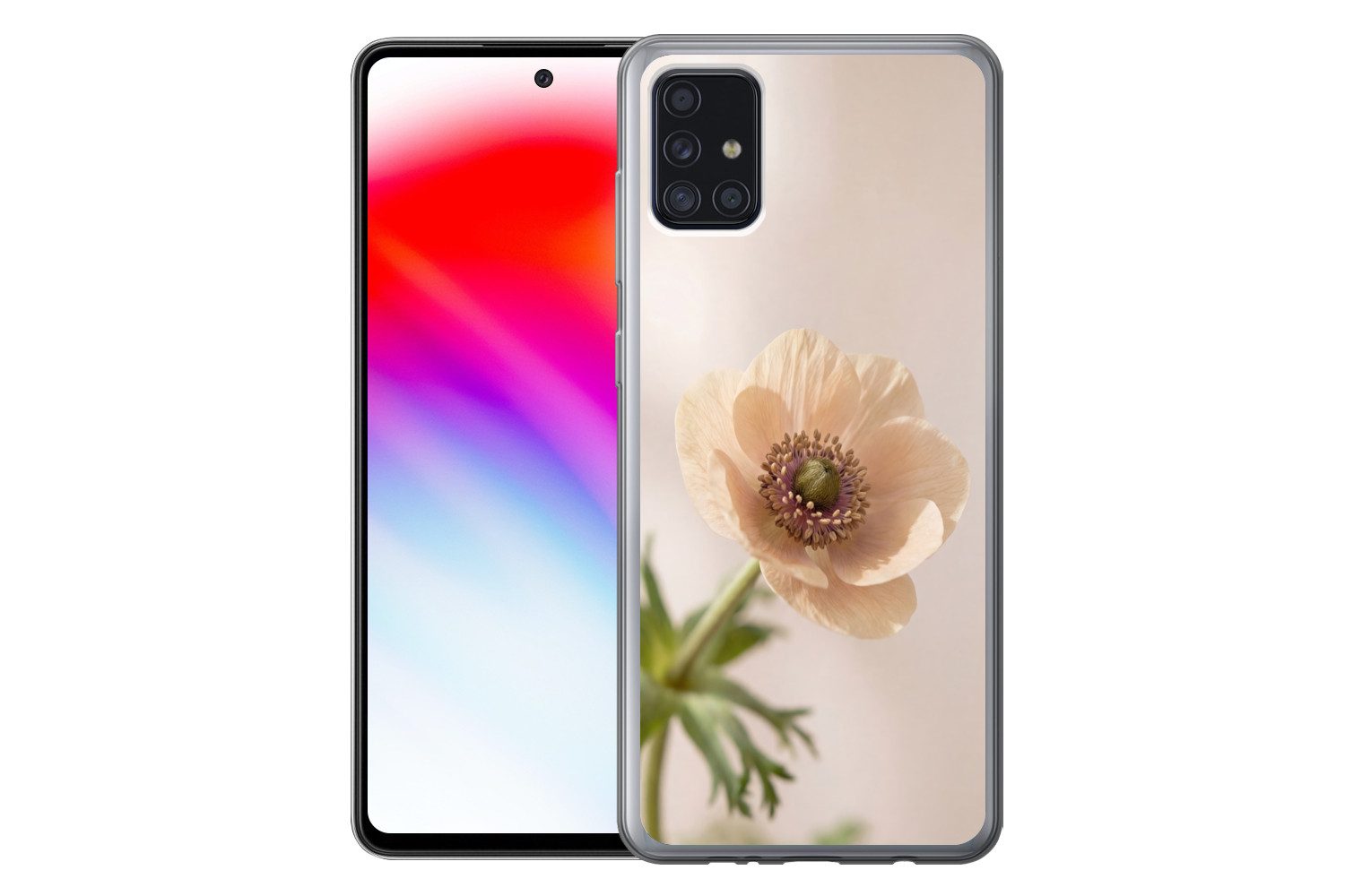 MuchoWow Handyhülle für Samsung Galaxy A52 5G Blume - Minimalistisch - Grün, Smartphone-Bumper, Print, Handy Schutzhülle Dünn