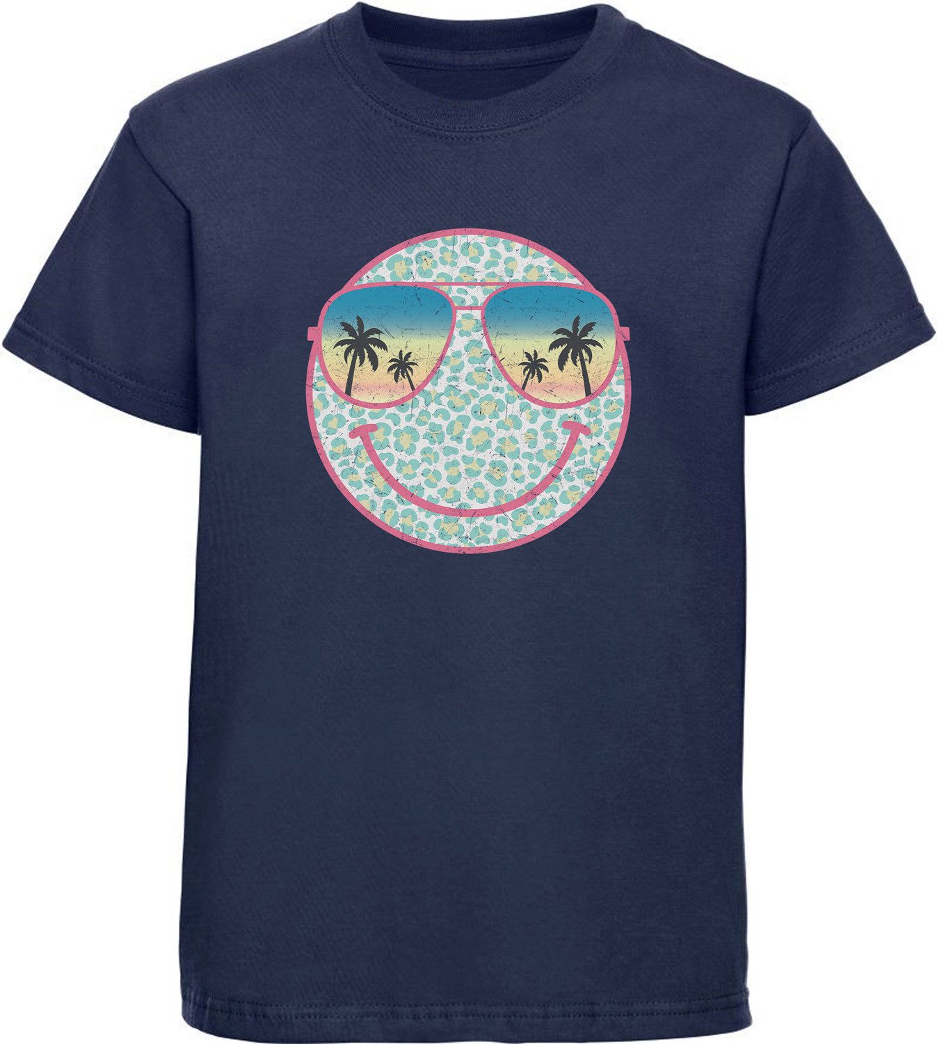 MyDesign24 T-Shirt Kinder Print Shirt bedruckt - Sommer Gesicht mit Sonnenbrille Bedrucktes Jungen und Mädchen T-Shirt i296