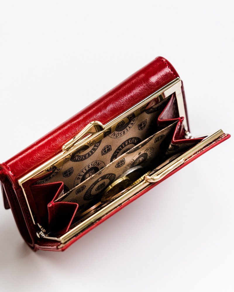 erfüllt. Erwartungen RFID Echtleder Ihre kleine PETERSONⓇ Schutz, die Geldbörse Damengeldbörse Rot/Schwarz Brieftasche, Elegante