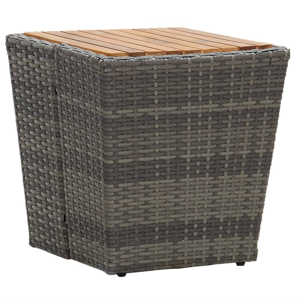 Massivholz 41,5x41,5x43 Beistelltisch Rattan cm Gartentisch Poly & Grau furnicato