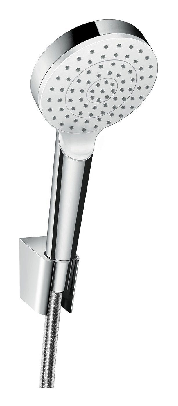 hansgrohe Handbrause Crometta, Brausehalterset 100 1jet mit Brauseschlauch 1600 mm - Weiß / Chrom