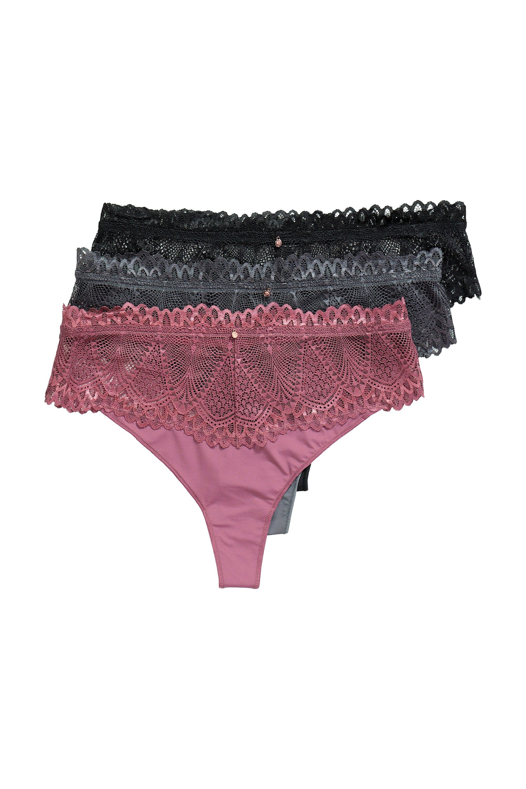 Ulla Popken Slip TruYou Strings 3er-Pack Spitzenbund