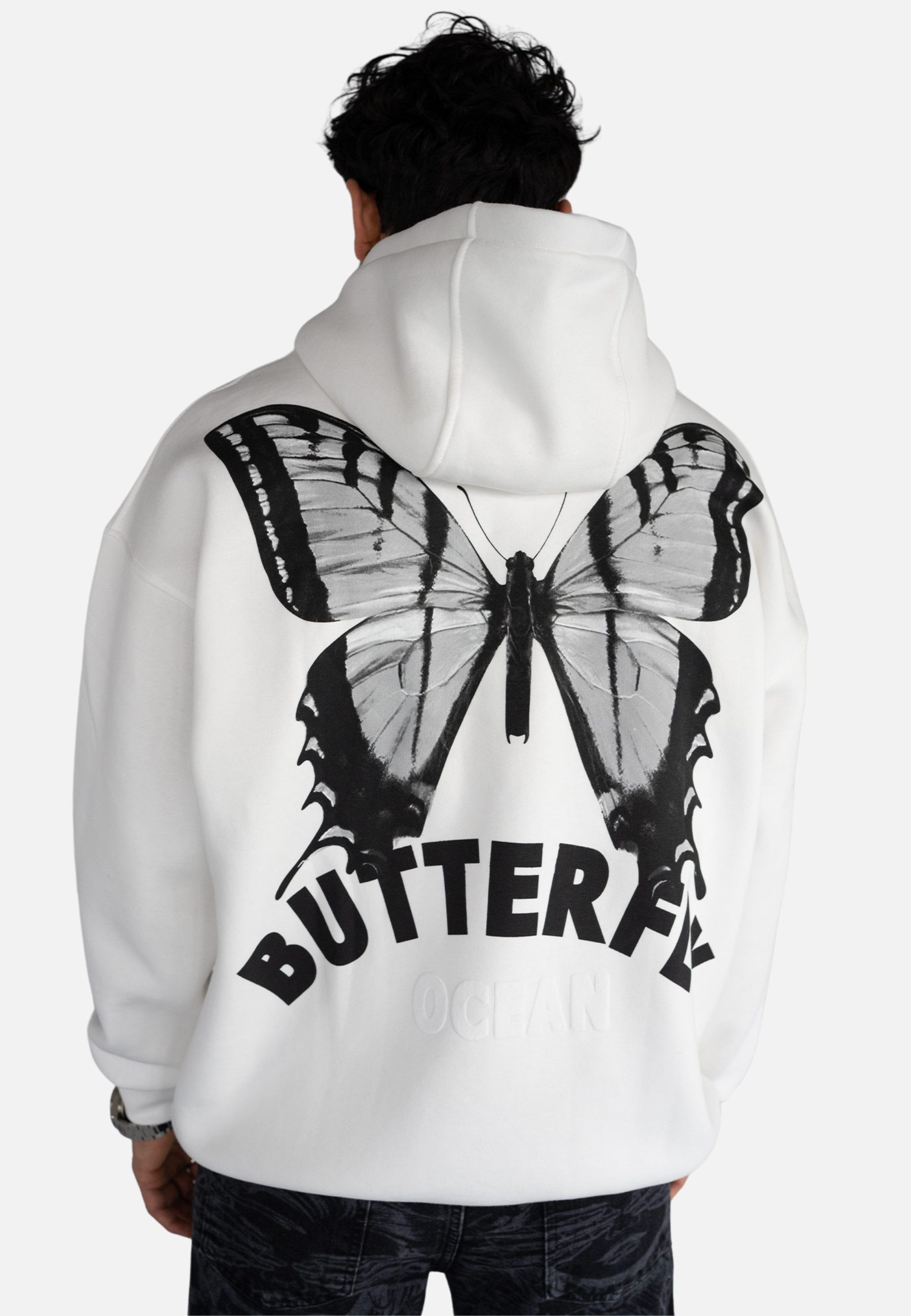 Megaman Jeans Hoodie Unisex Oversize Butterfly fleece Hoodie