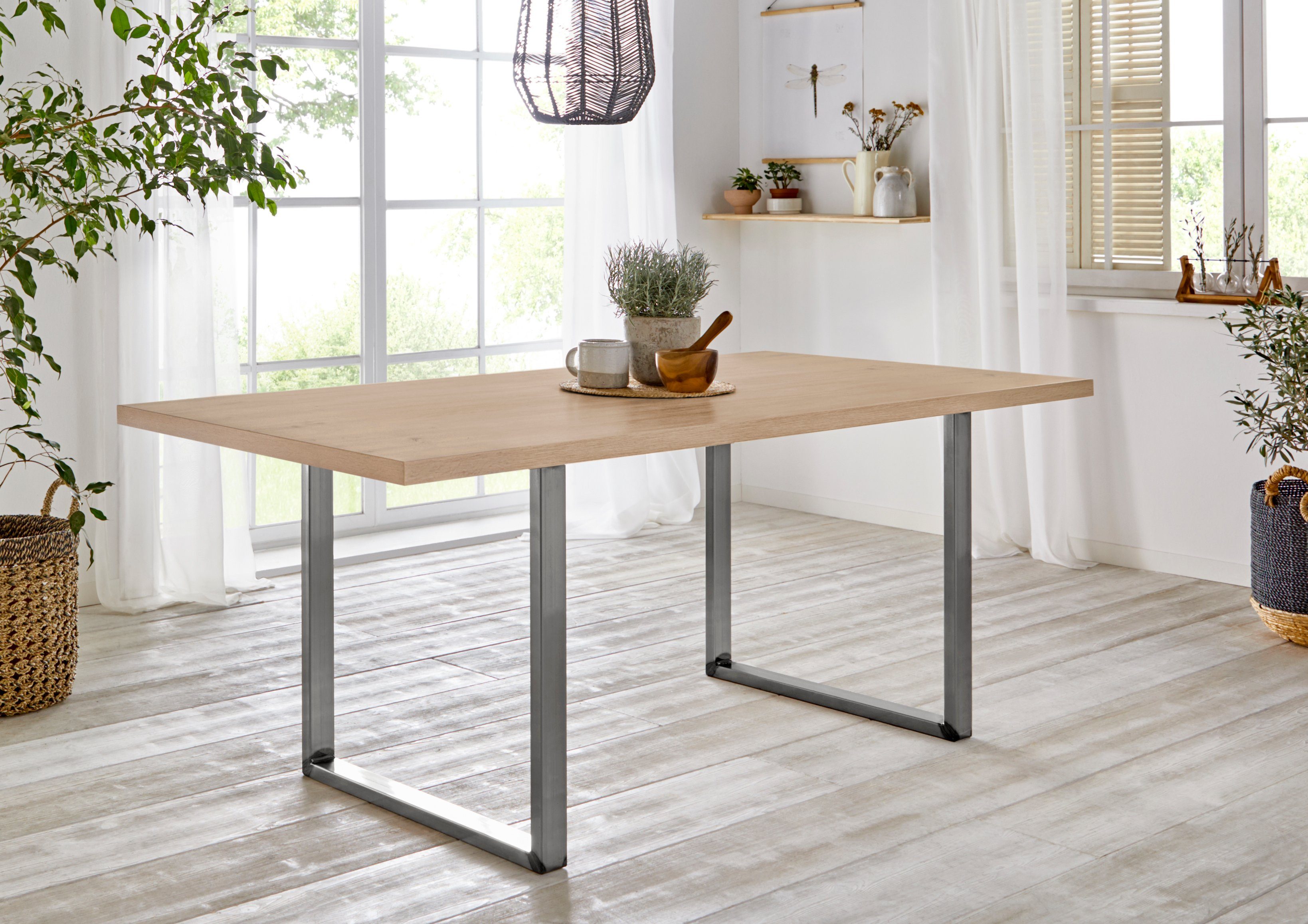 FORTE Esstisch Breite 160 cm, Kufengestell im Industrial Look günstig online kaufen