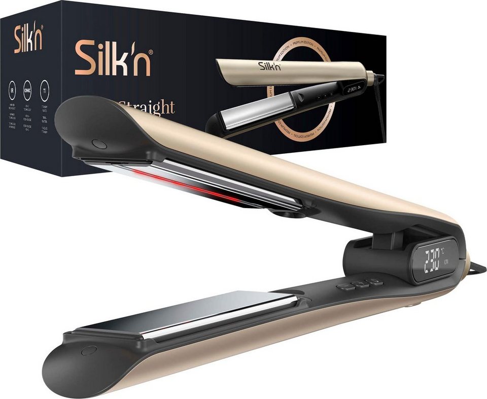 Silk\'n Glätteisen SilkyStraight, schwebende ionisierende Titaniumplatten  mit Infrarot, schwebende Titaniumplatten für einfaches Styling für alle  Haartypen