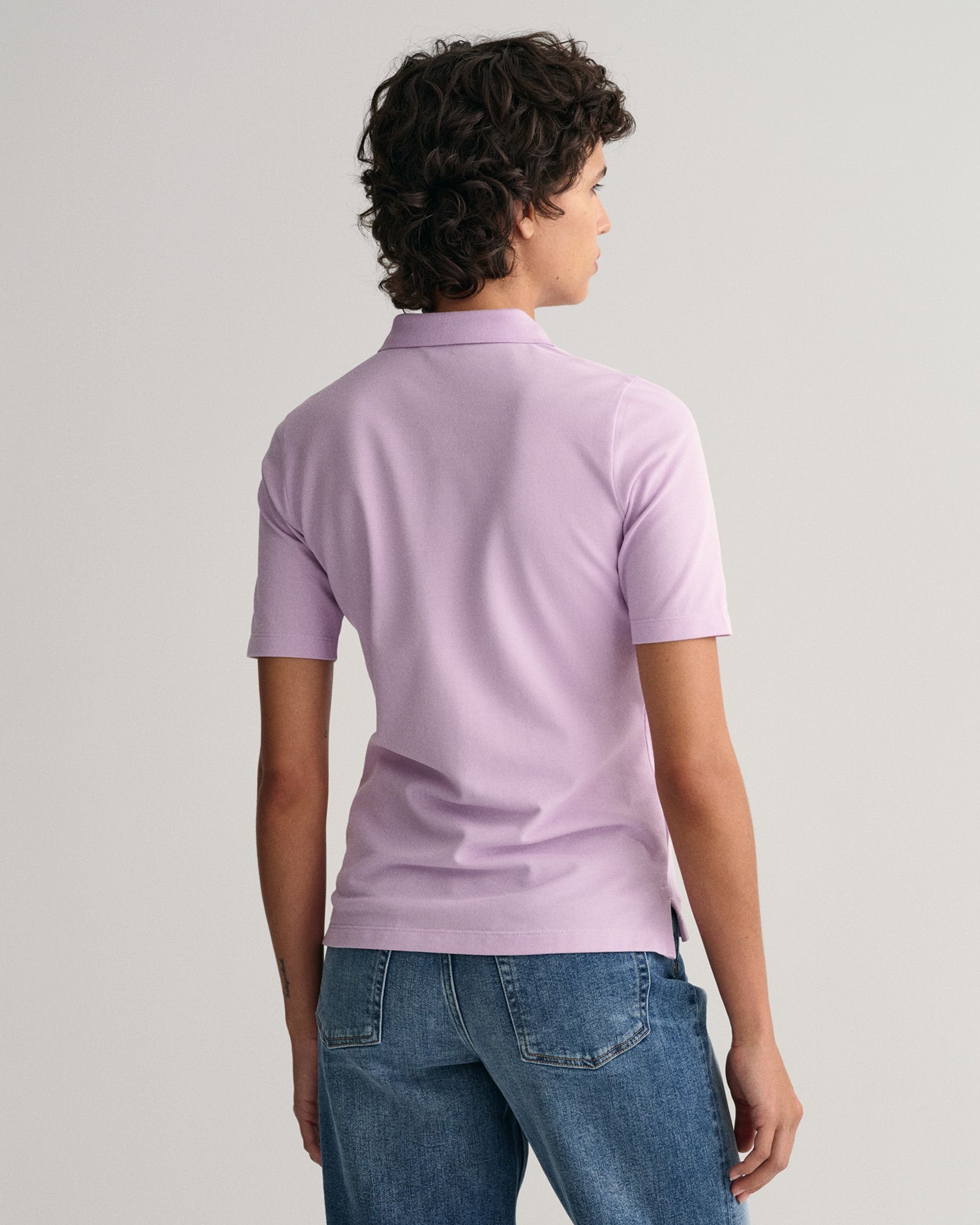 Arm Businessshirt Poloshirt soothing mit Piqué Original längerem lilac Gant