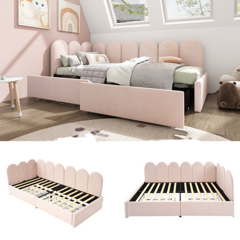 XDeer Polsterbett Polsterbett Einzelbett mit Schubladen Stauraumbett Samt Daybett, Tagesbett Schlafsofa mit Lattenrost Jugendbett
