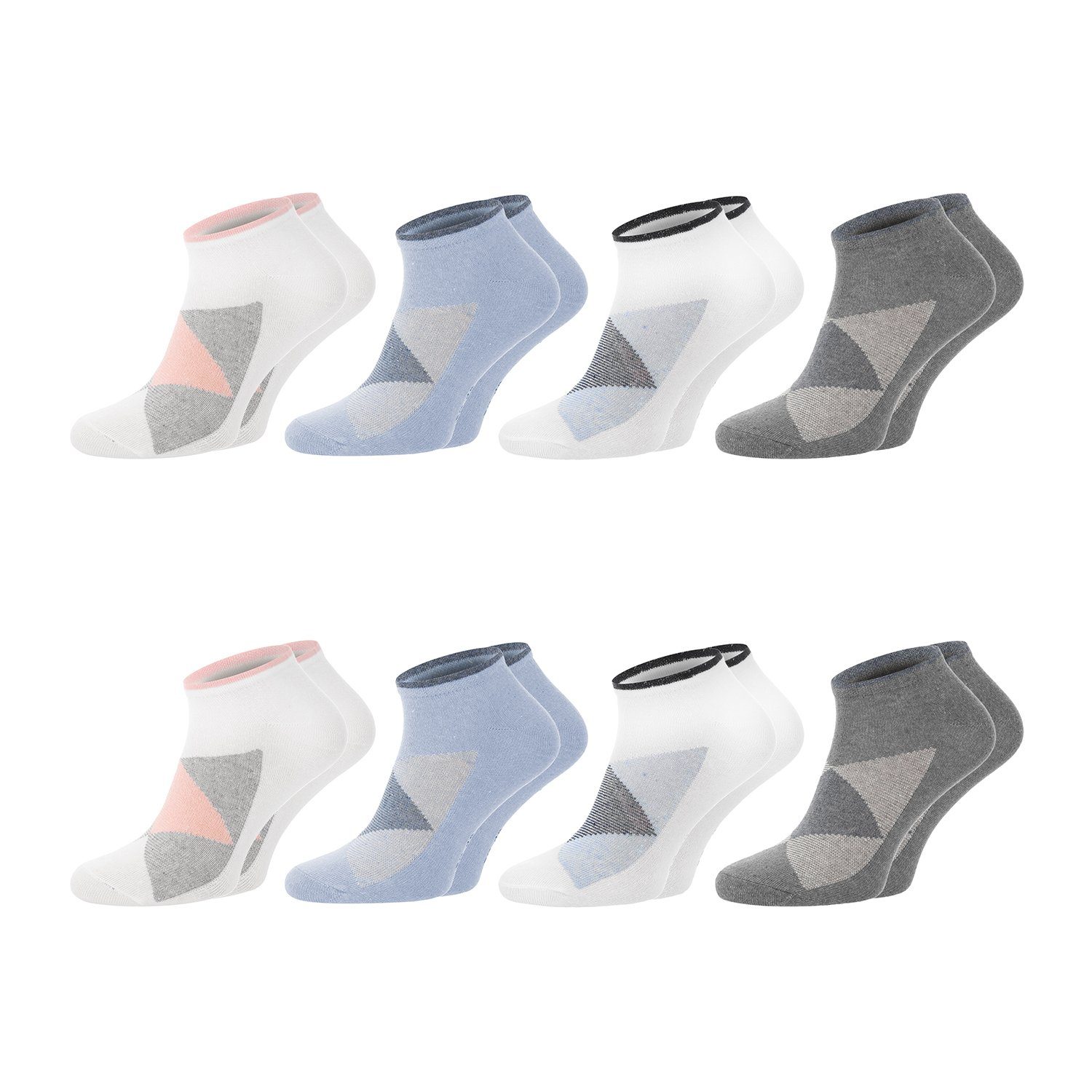 Sneakersocken KARO Kurzsocken aus Baumwolle für Damen Sport und Freizeit