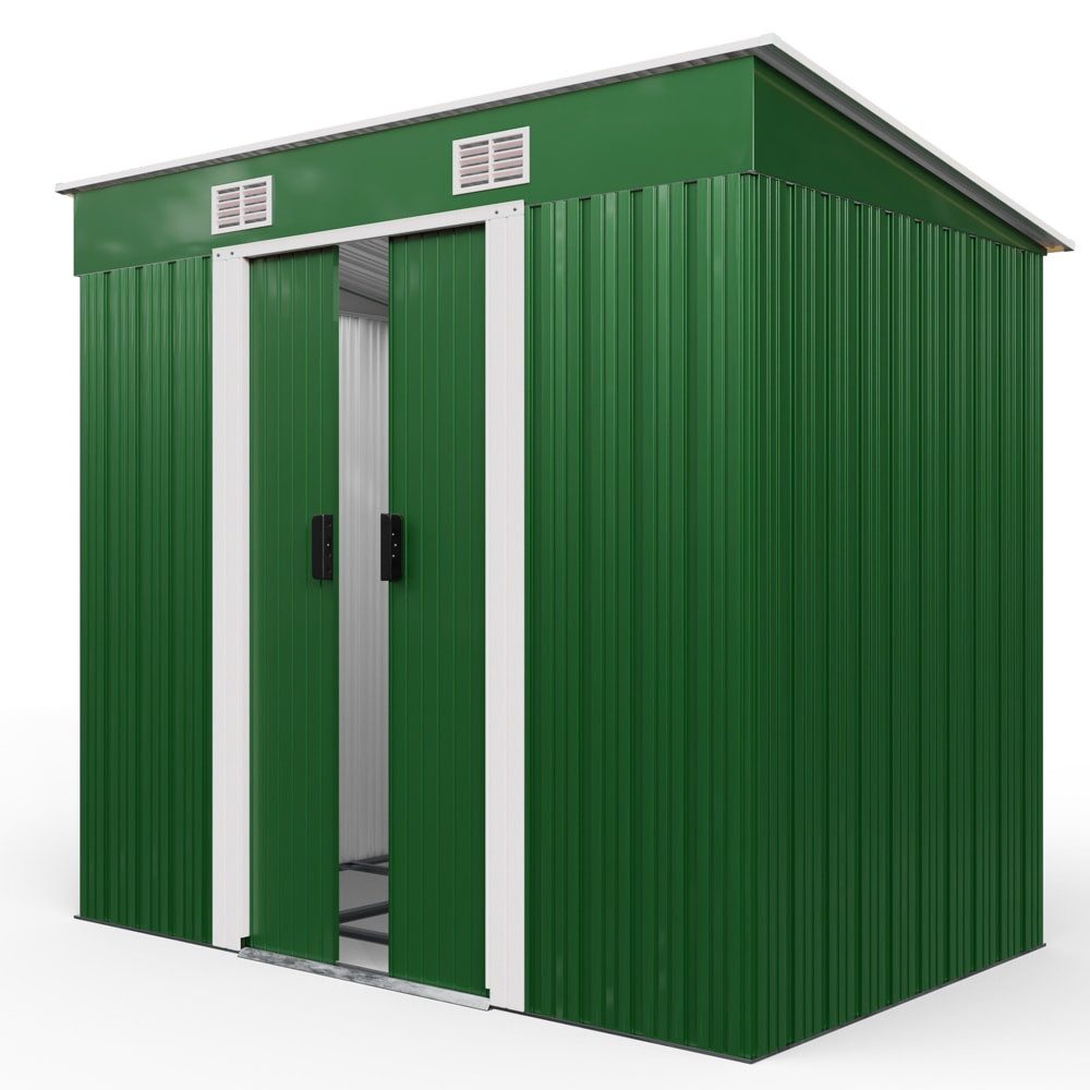 Gardebruk Gerätehaus, BxT: 122x196 cm, L Metall 2m² mit Fundament 196x122x182cm Schiebetür Grün