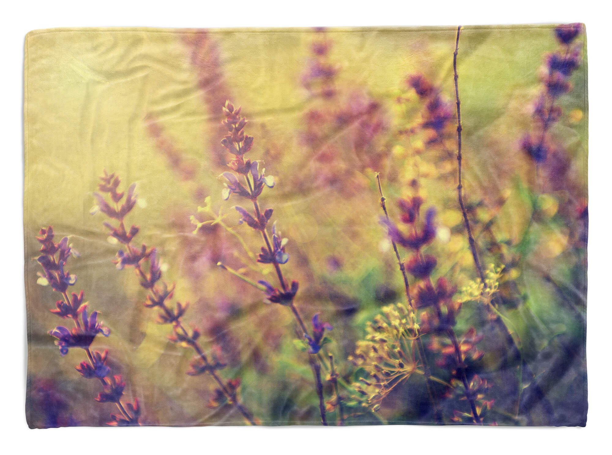 Sinus Art Handtücher Handtuch Strandhandtuch Saunatuch Kuscheldecke mit Fotomotiv Lavendel Blumen Ab, Baumwolle-Polyester-Mix (1-St), Handtuch