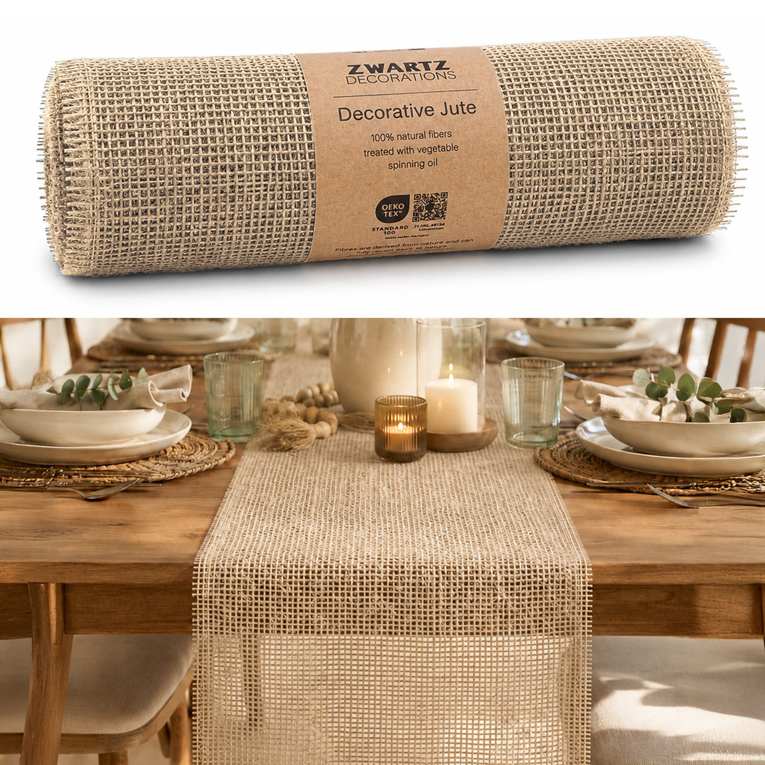 DecoHomeTextil Heimtextilmanufaktur Tischläufer Deco Jute Tischläufer Tischband Geschenkband Eco Friendly